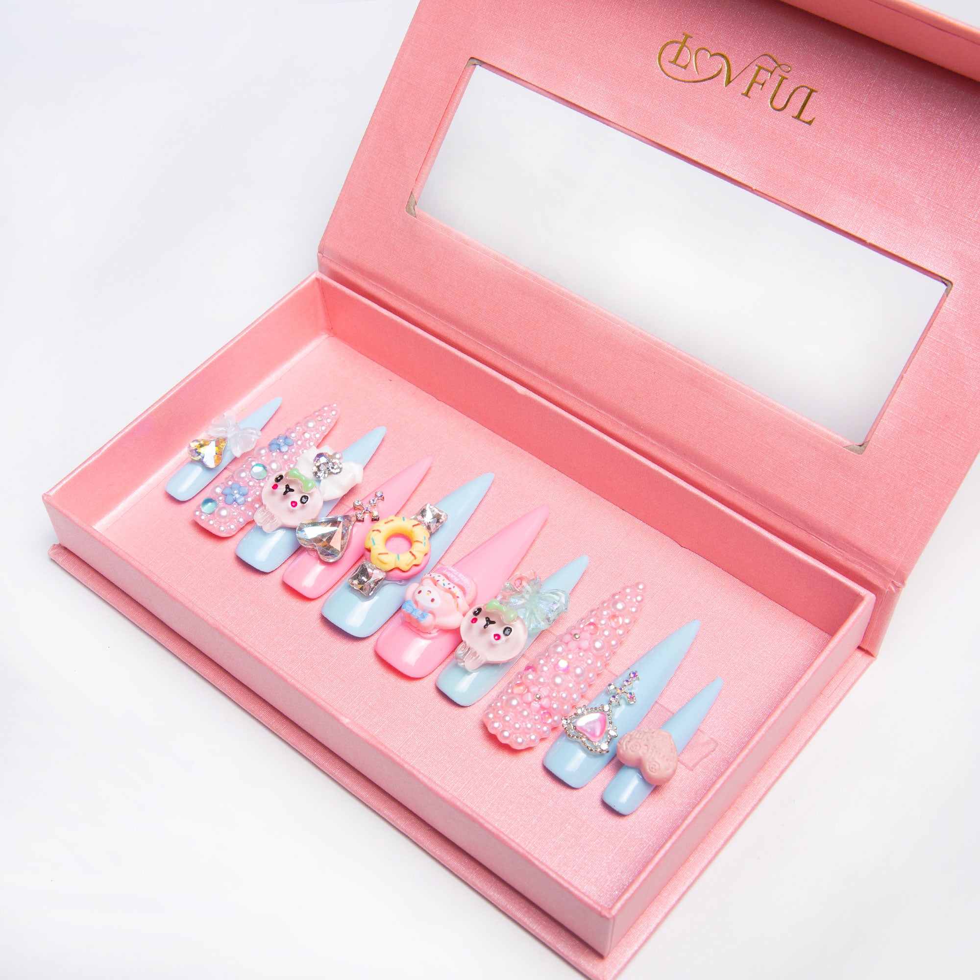 Pastel Dream press-on nails in pink box, Lovful.com