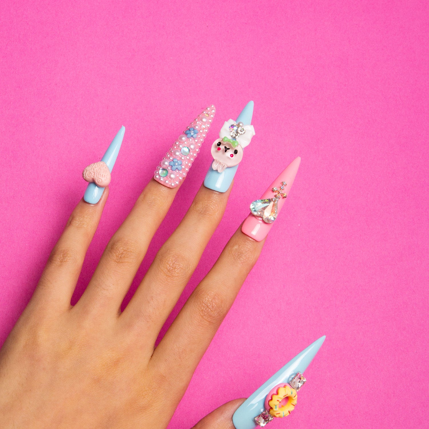 Pastel Dream Handmade Stiletto Nails H52 RTS