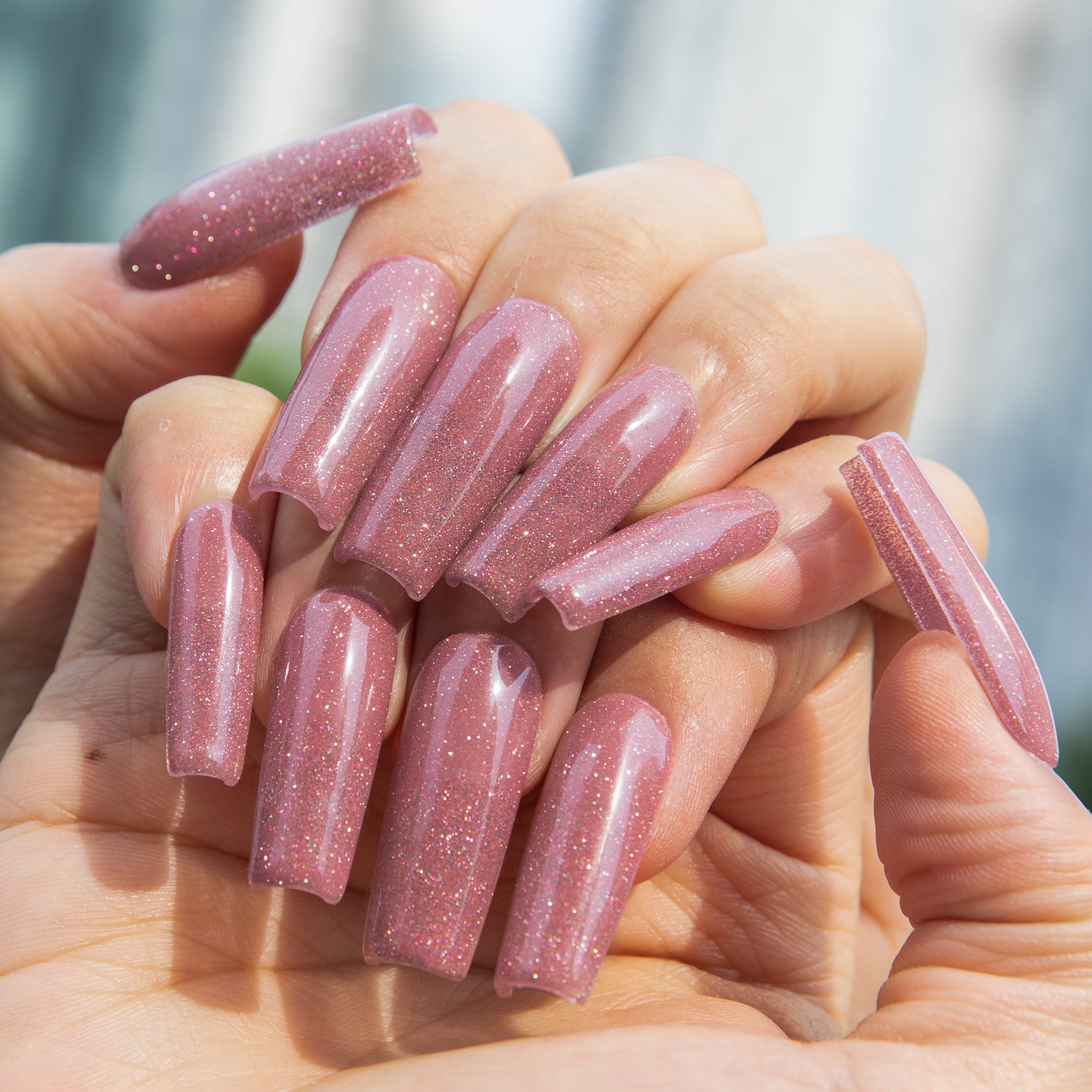 Pink Stardust Handmade Nails H529