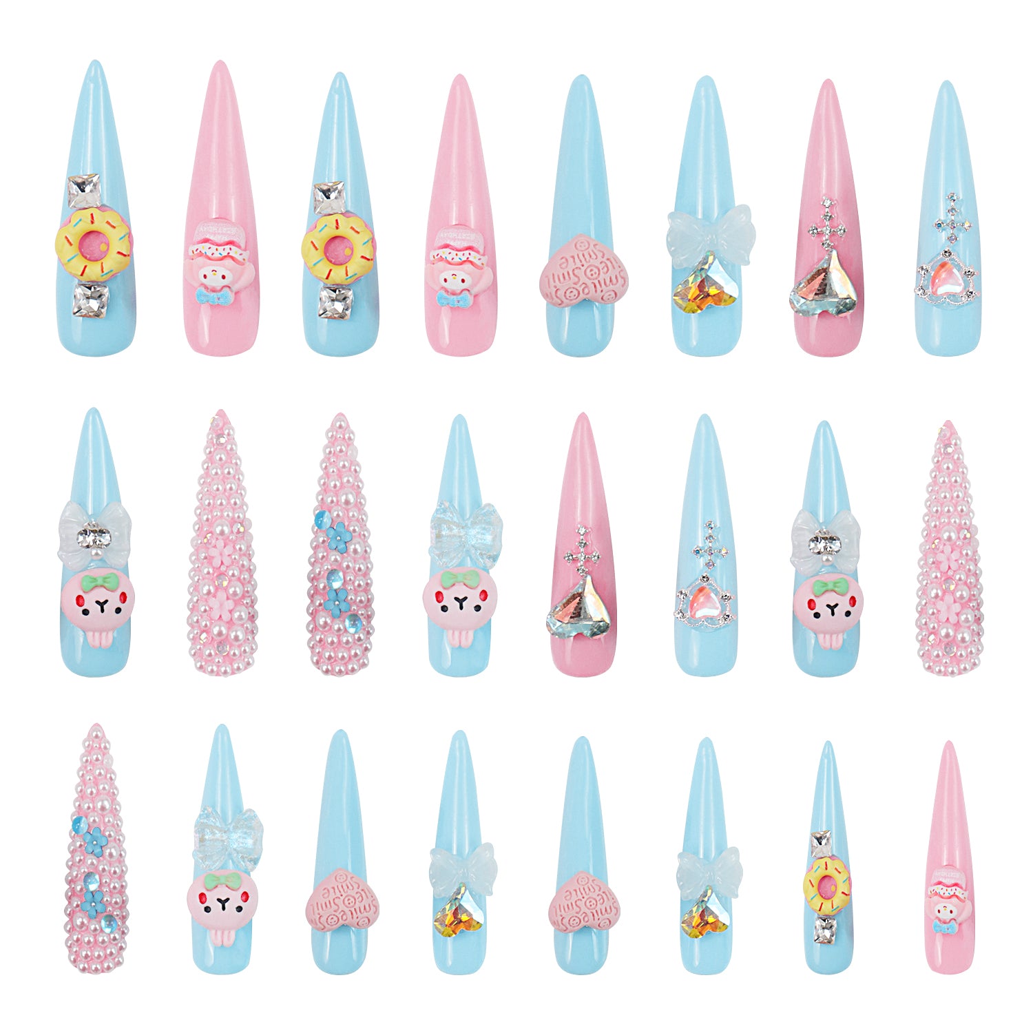 Pastel Dream Handmade Nails 24pcs H52