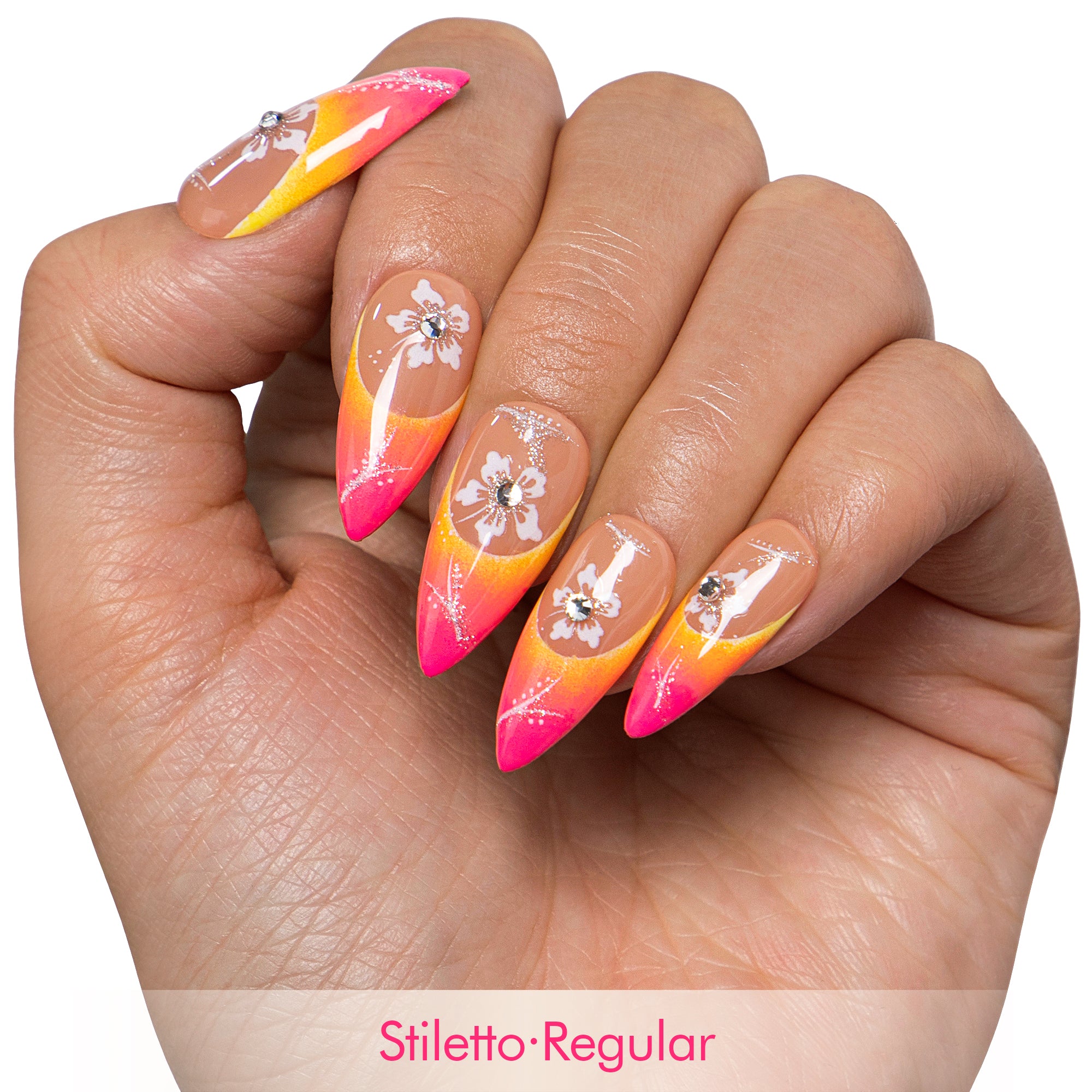 Sunset Bloom Handmade Nails H541