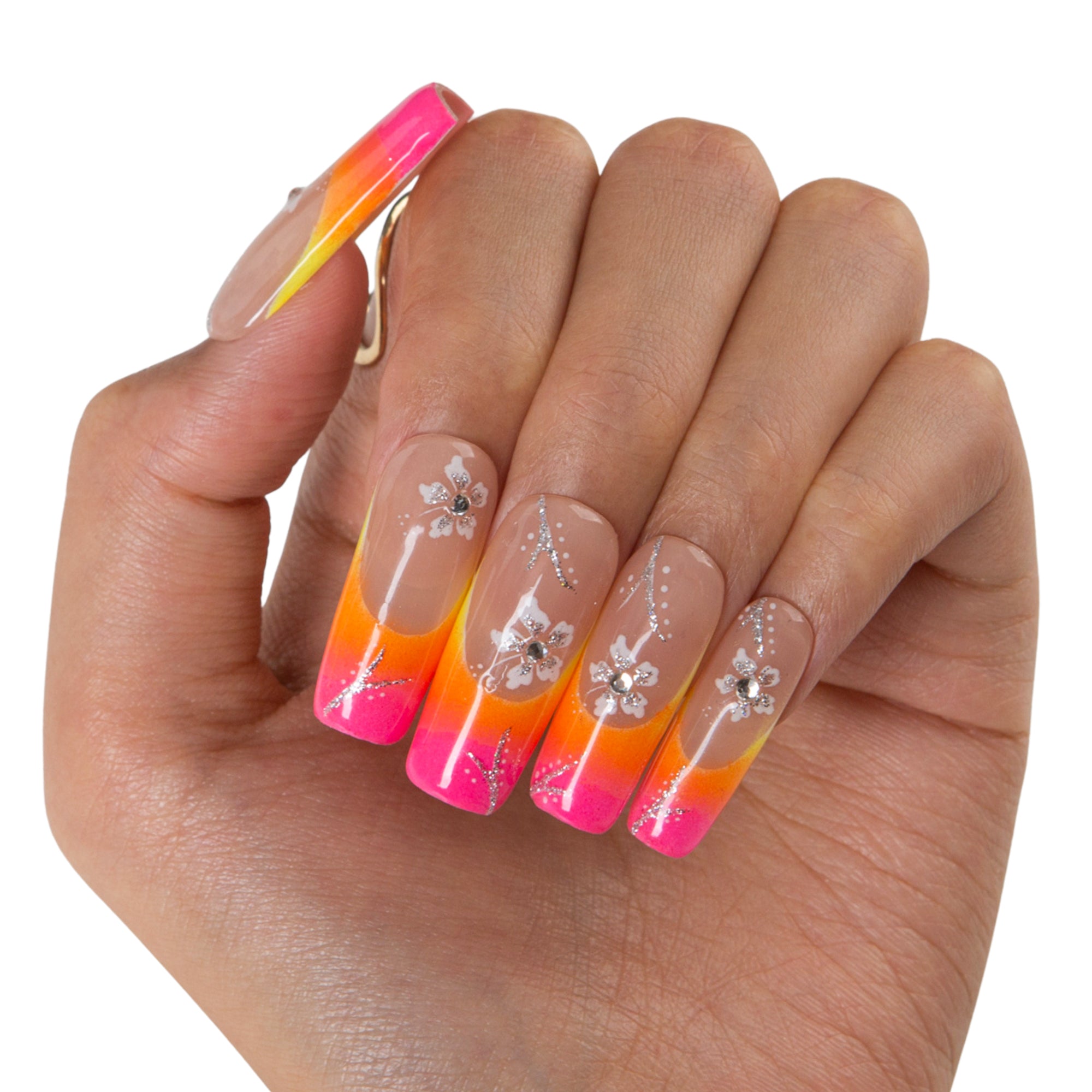 Sunset Bloom Handmade Nails H541