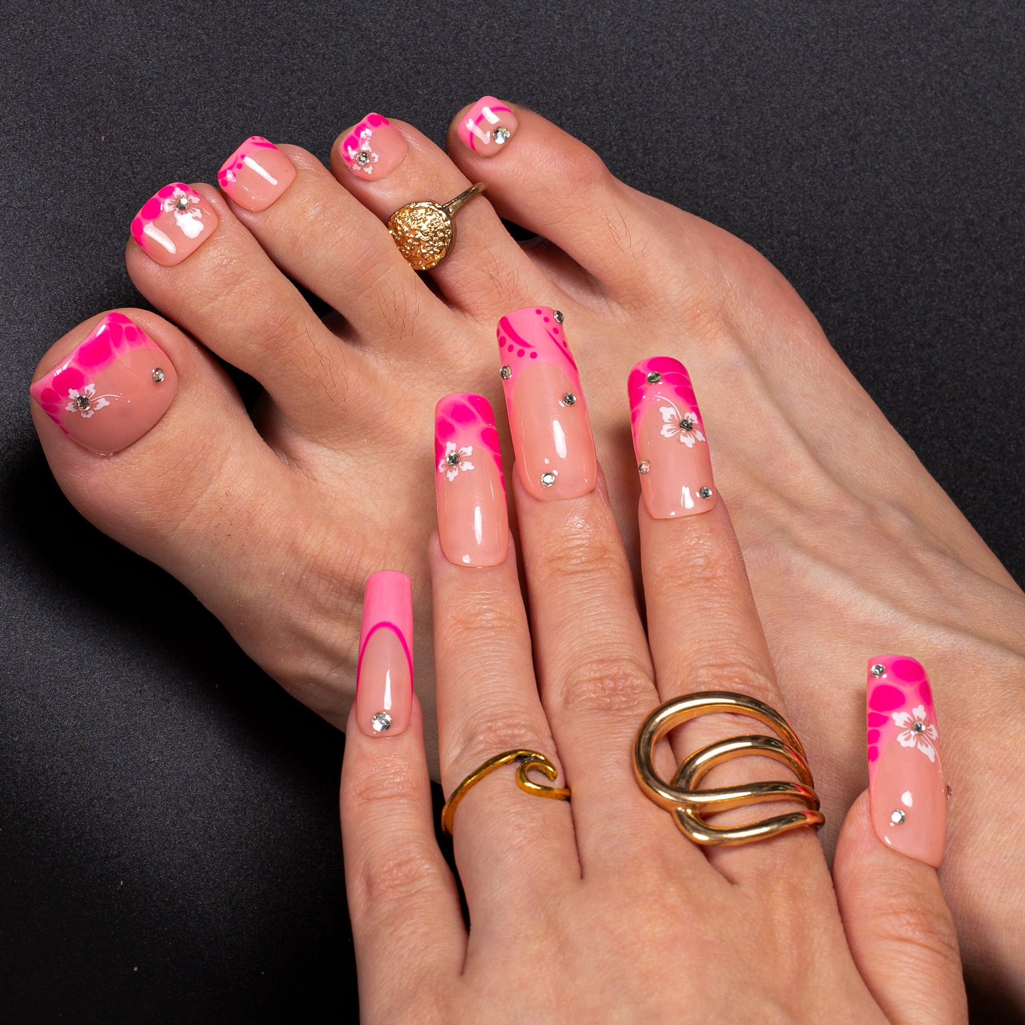 Blossom Sparkle Combo Set Handmade Nails H542+T542