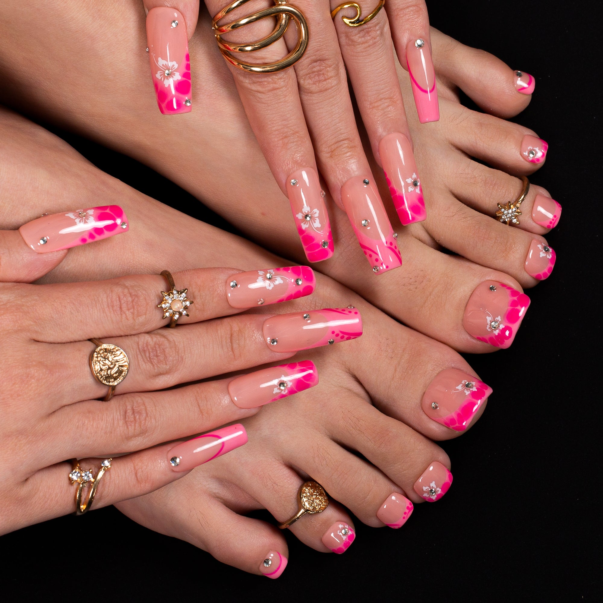 Blossom Sparkle Combo Set Handmade Nails H542+T542