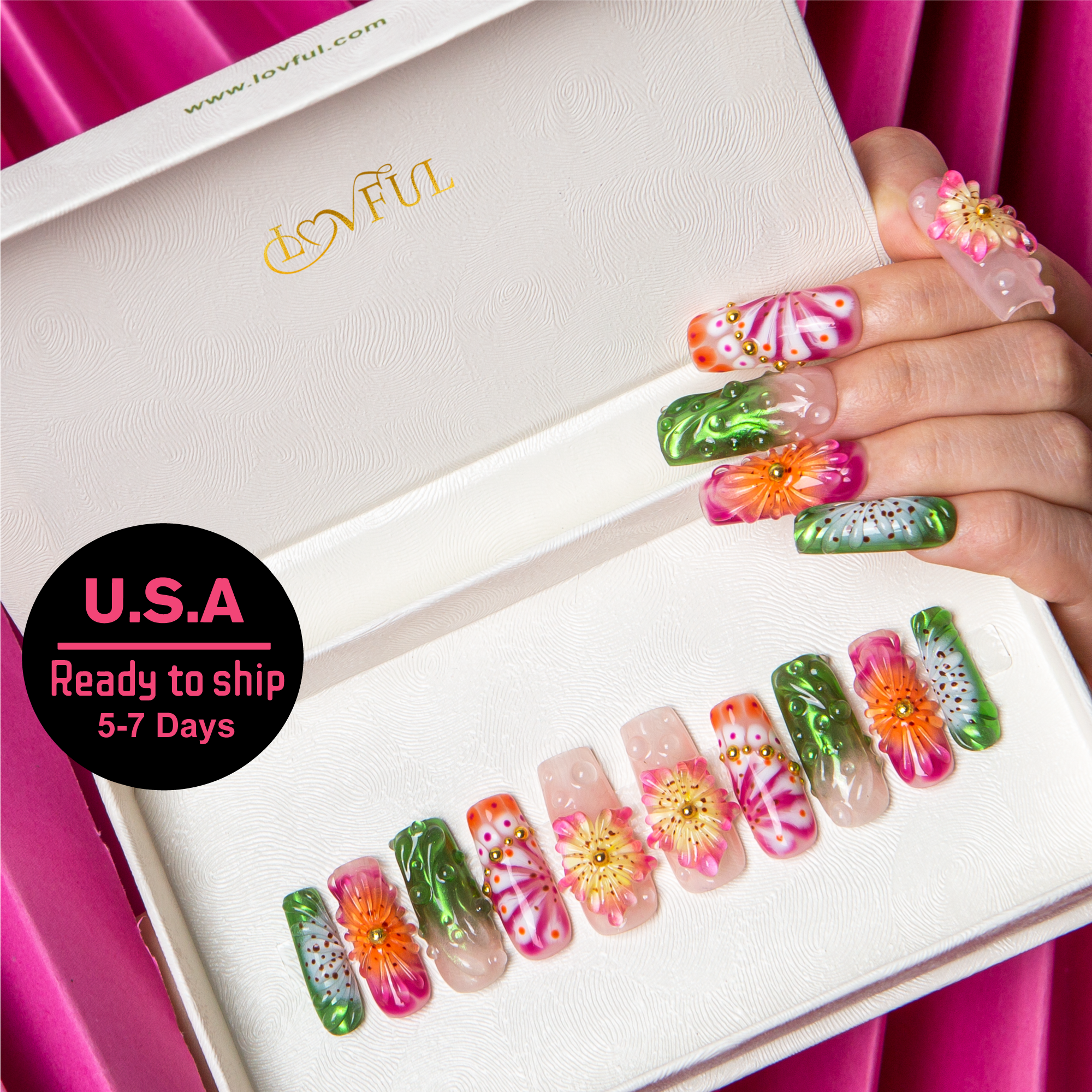 Sea Bloom Handmade Nails H544 RTS