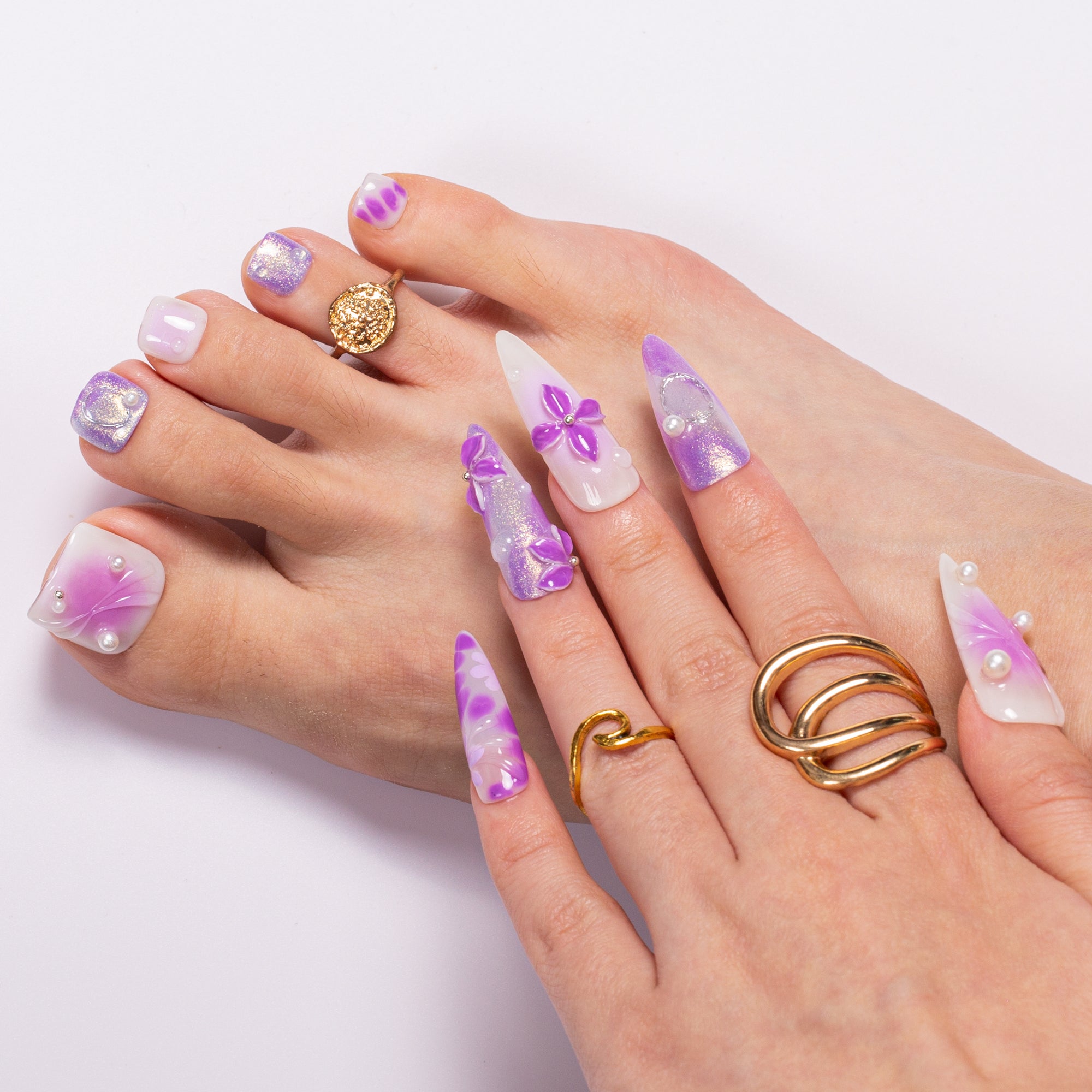 Lilac Lagoon Combo Set Handmade Nails H545+T545