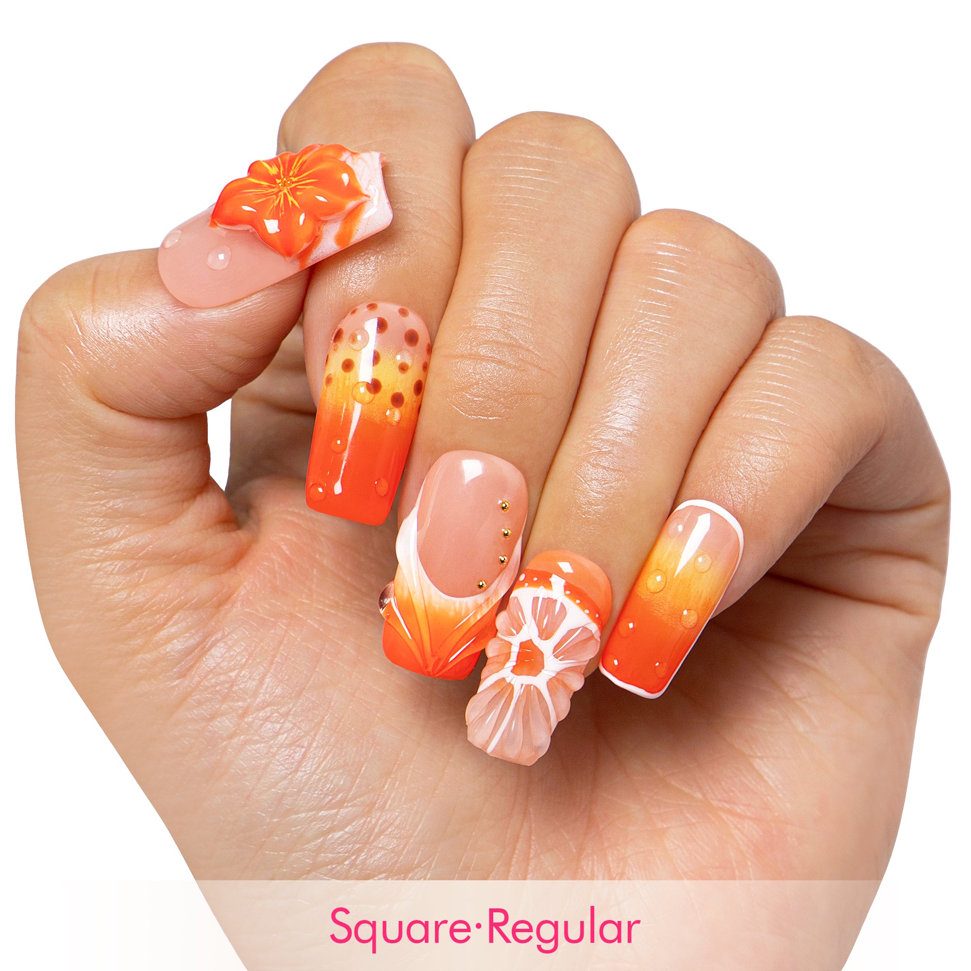 Holy Hibiscus Heat Handmade Nails H546