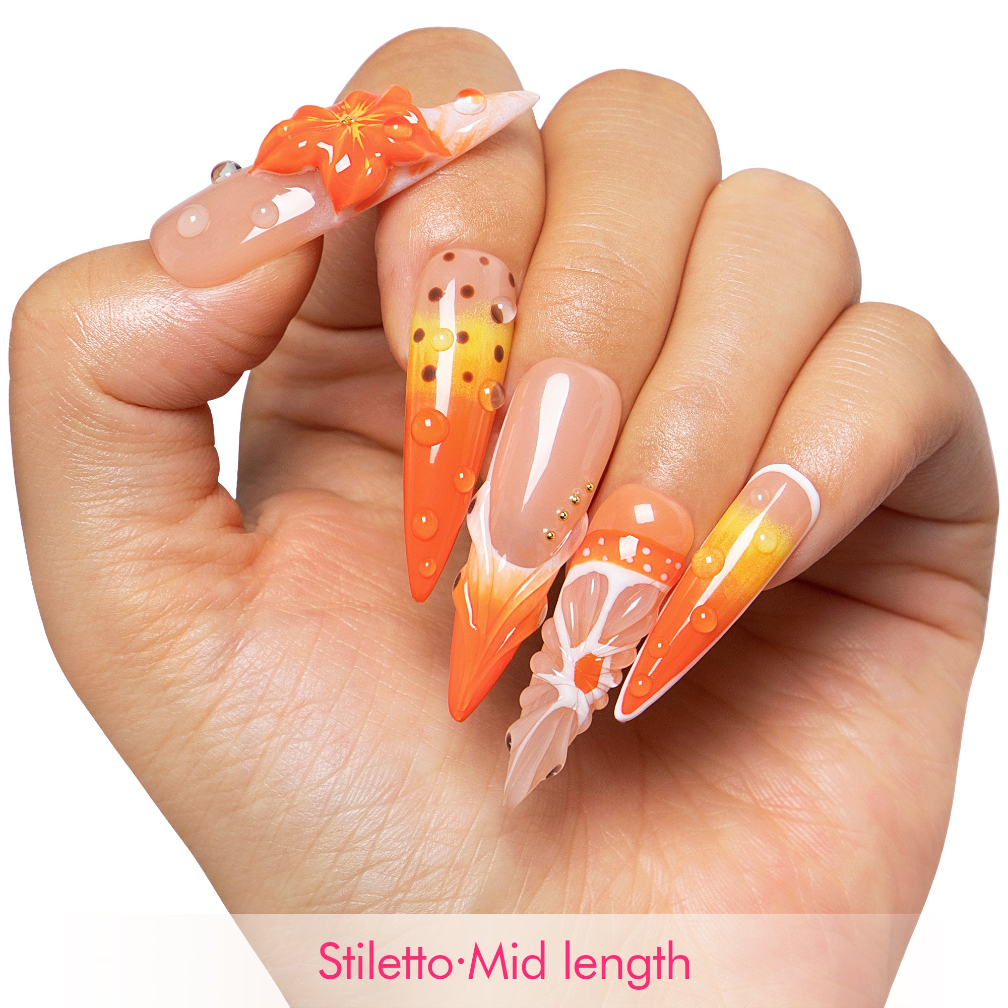 Holy Hibiscus Heat Handmade Nails H546