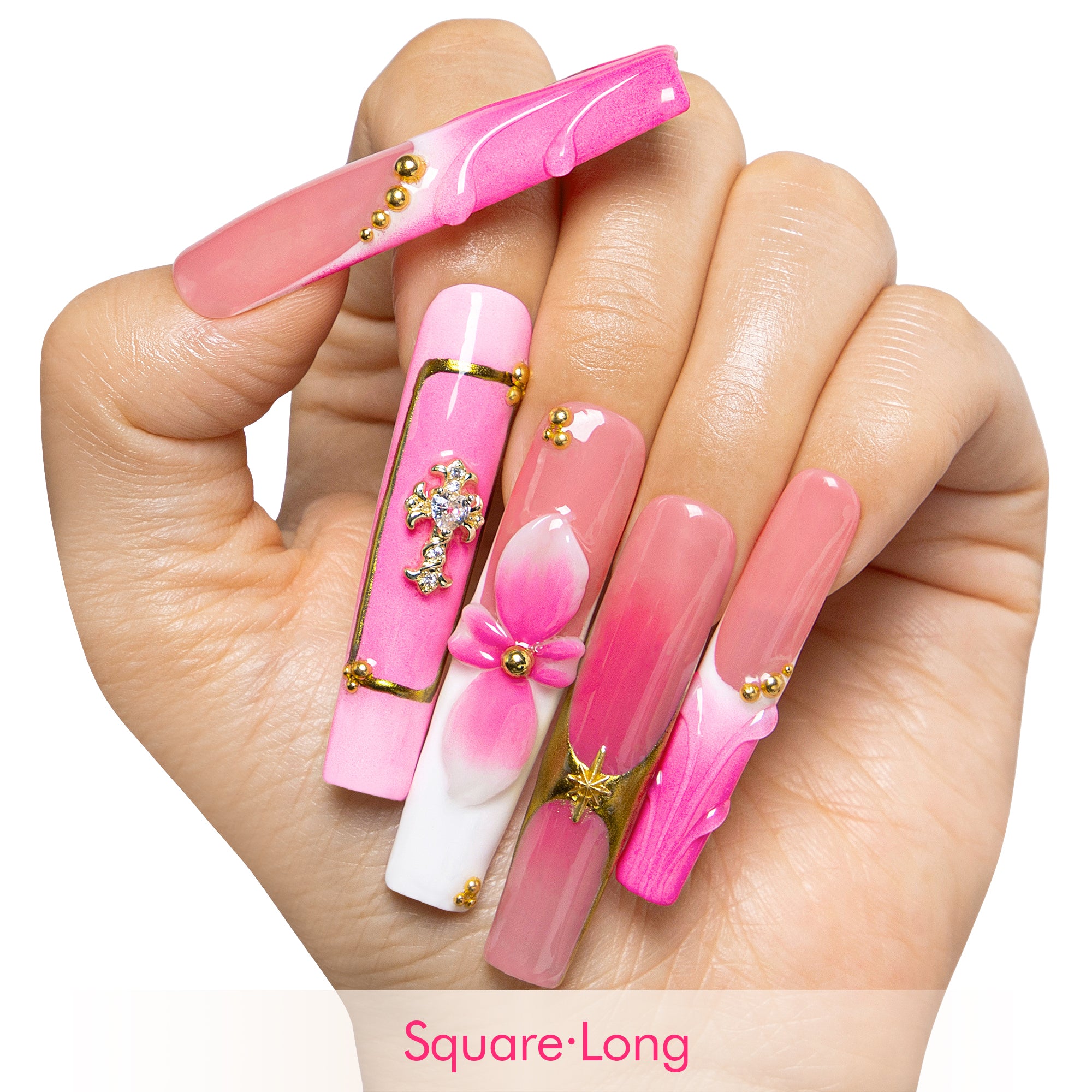 Bubblegum Reef Handmade Nails H547