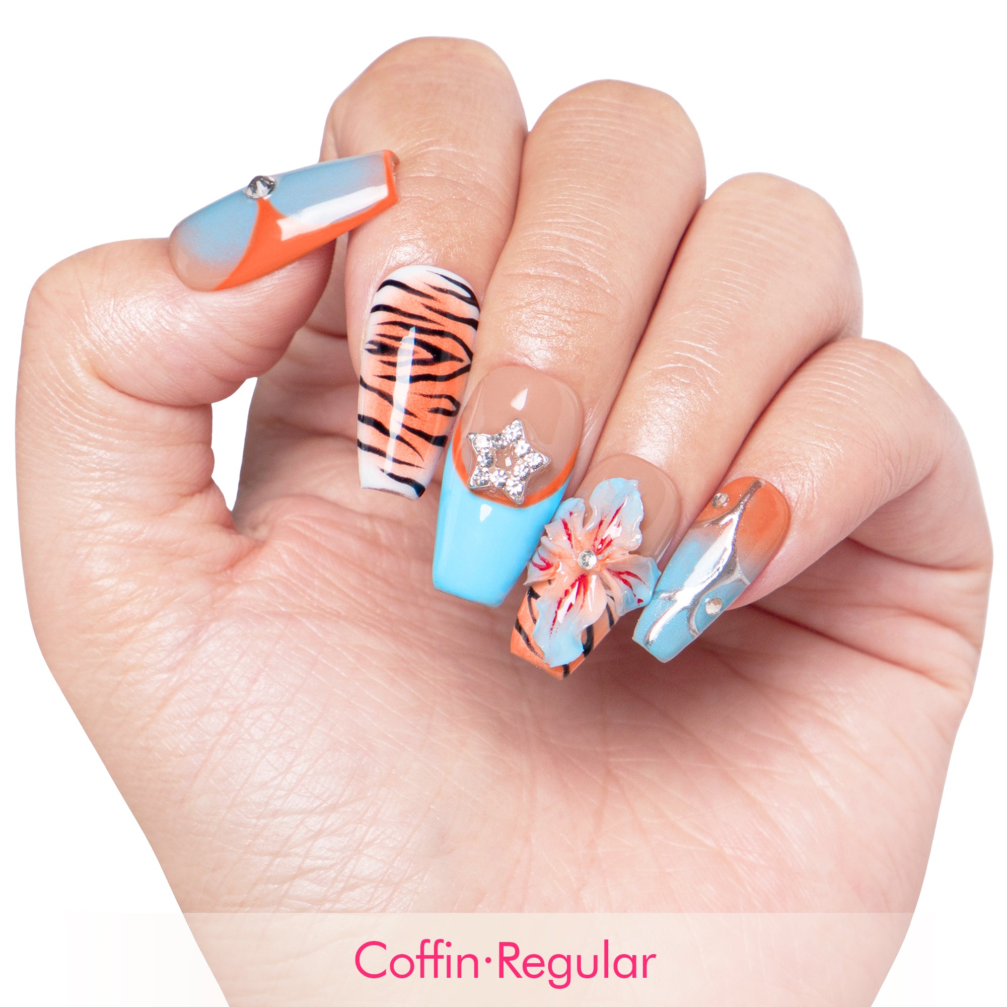 Sunburn Safari Handmade Nails H554