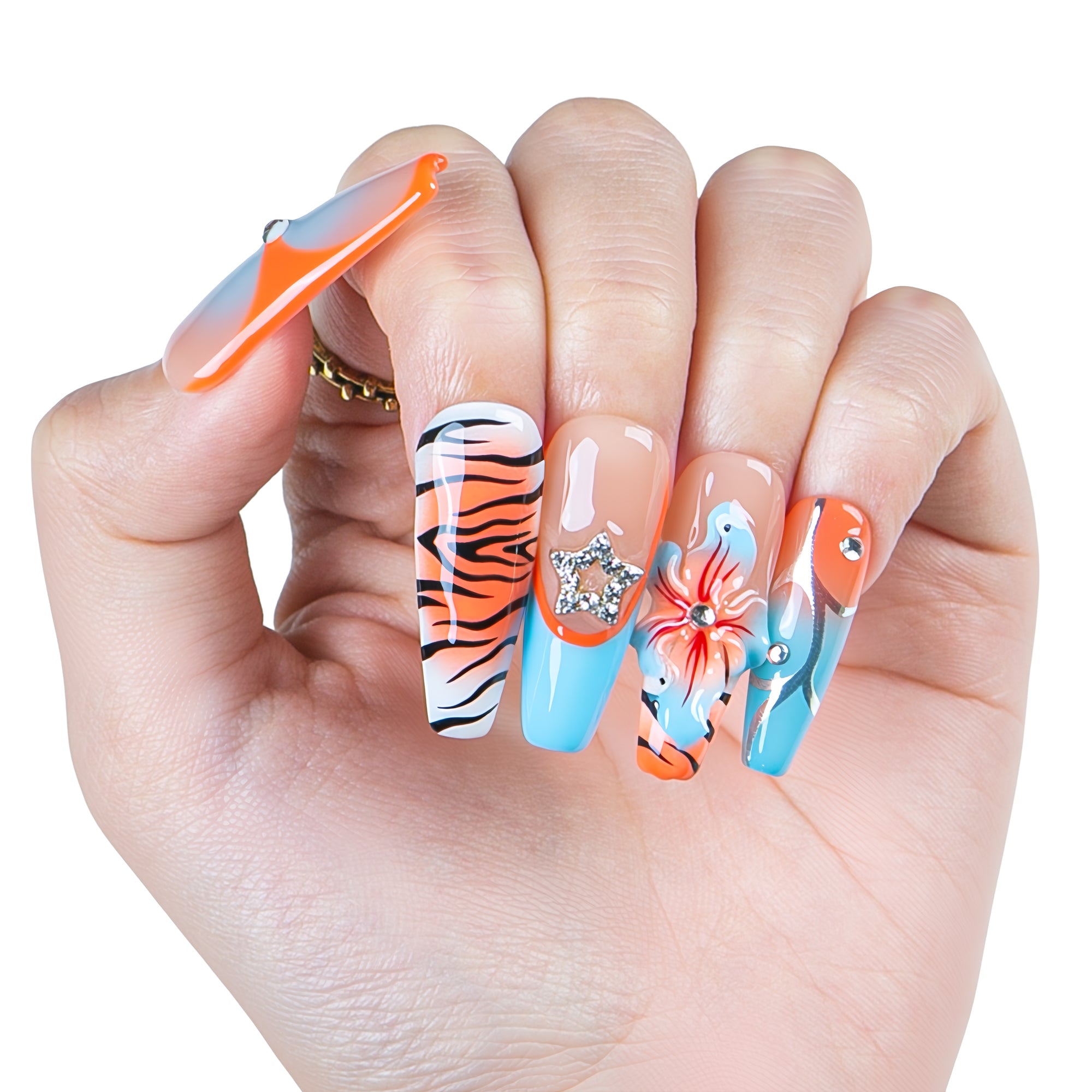 Sunburn Safari Handmade Nails H554