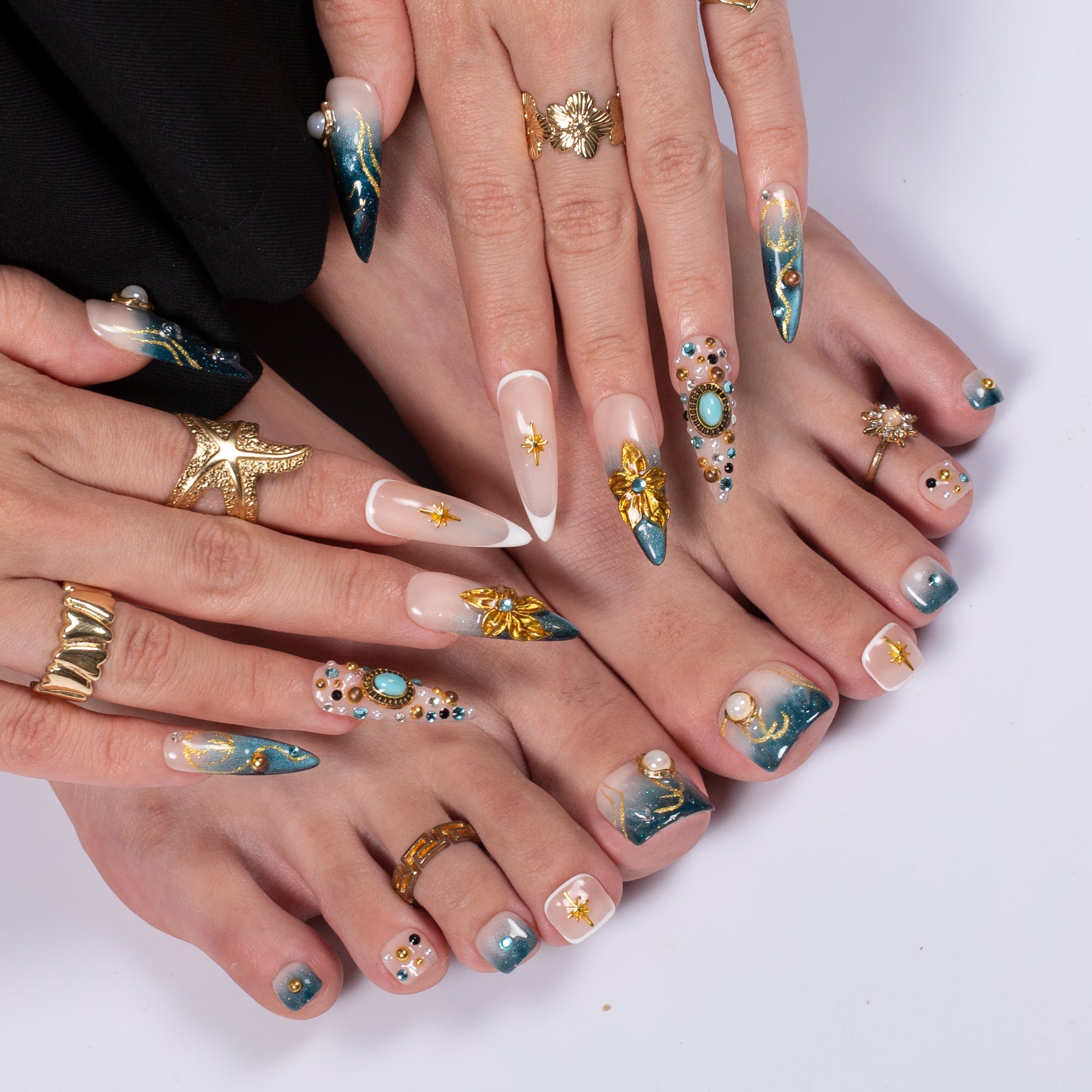Twilight Treasure Combo Set Handmade Nails H556+T556