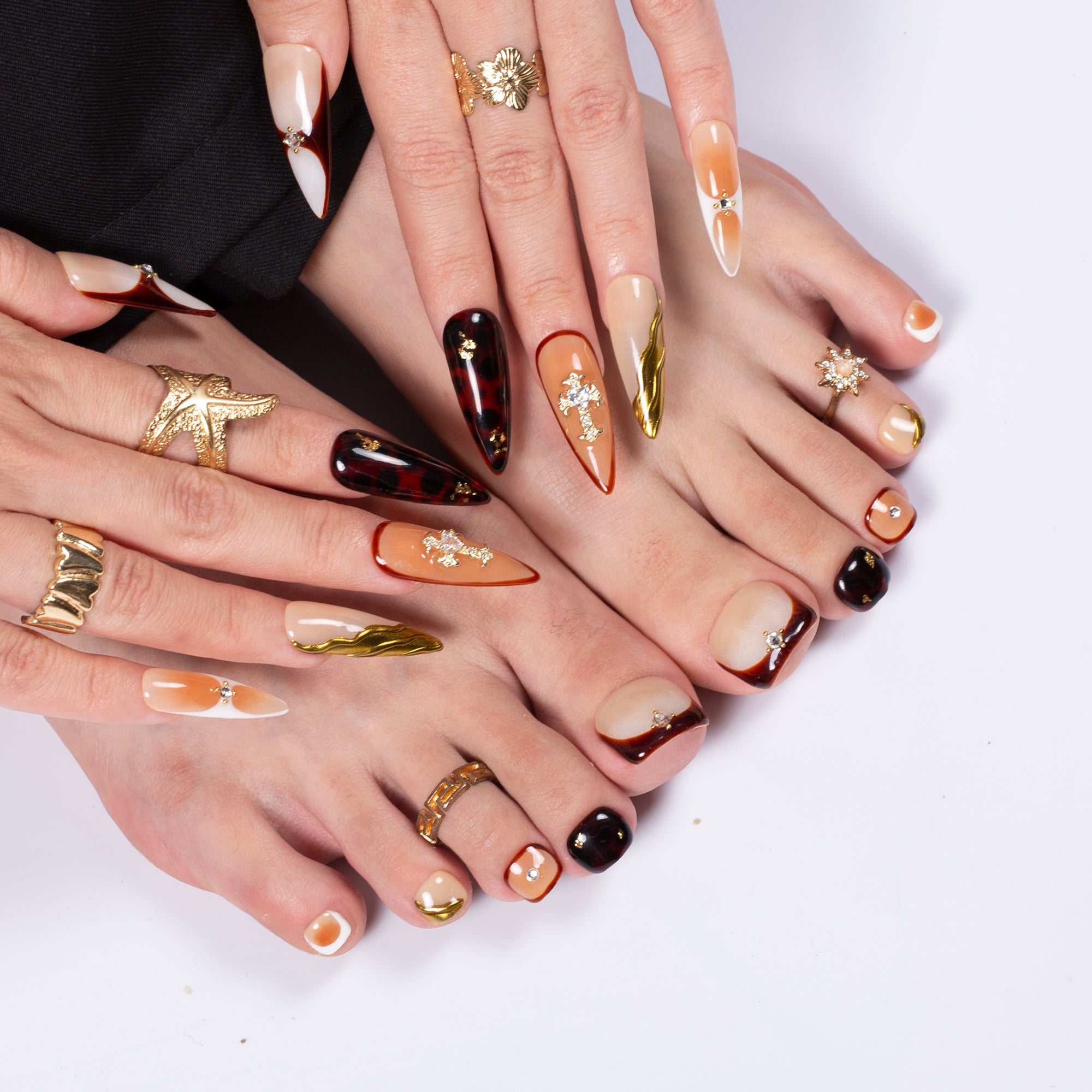 Blessed In Bronze Combo Set Handmade Nails H561+T561