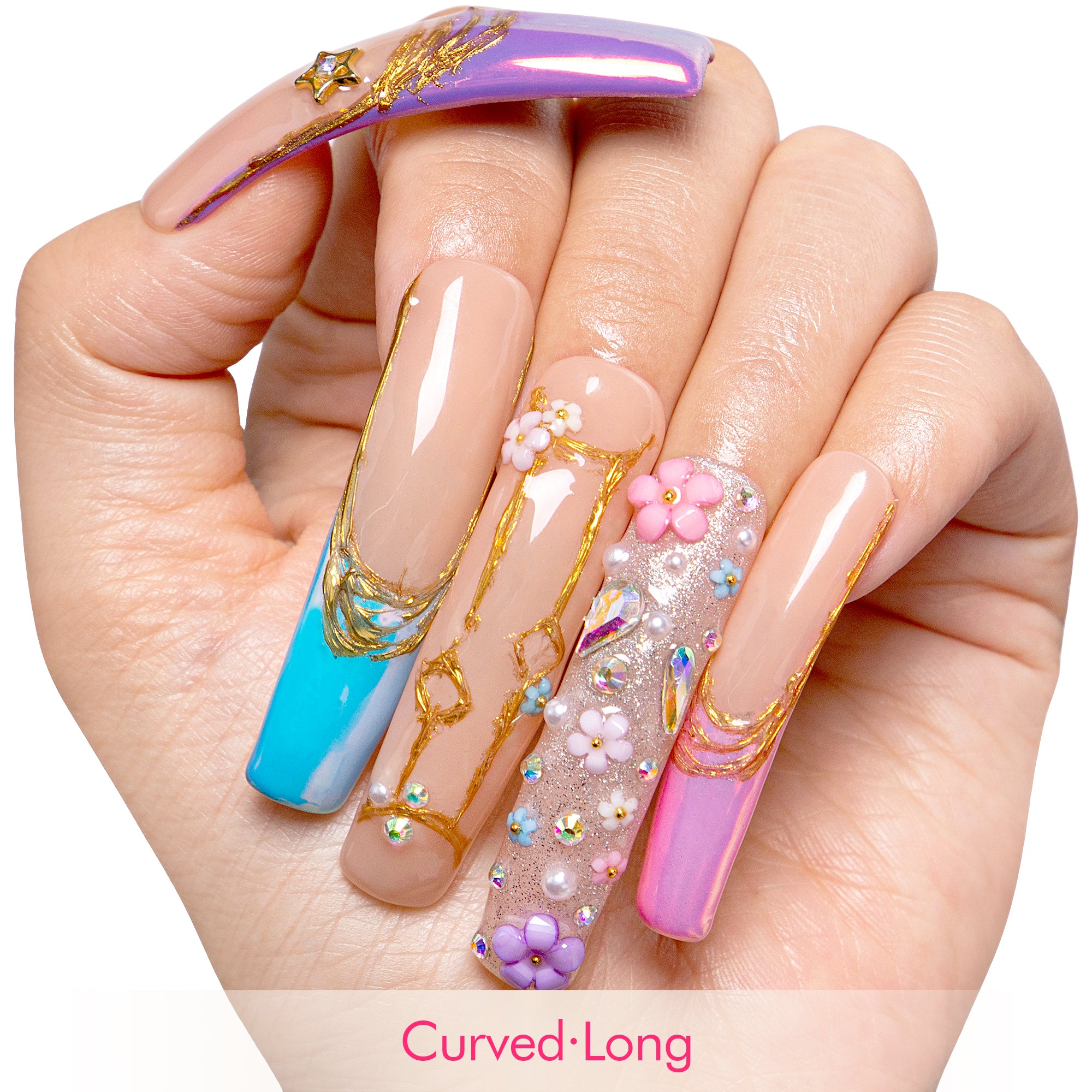 Gemini in Full Bloom Handmade Nails H587