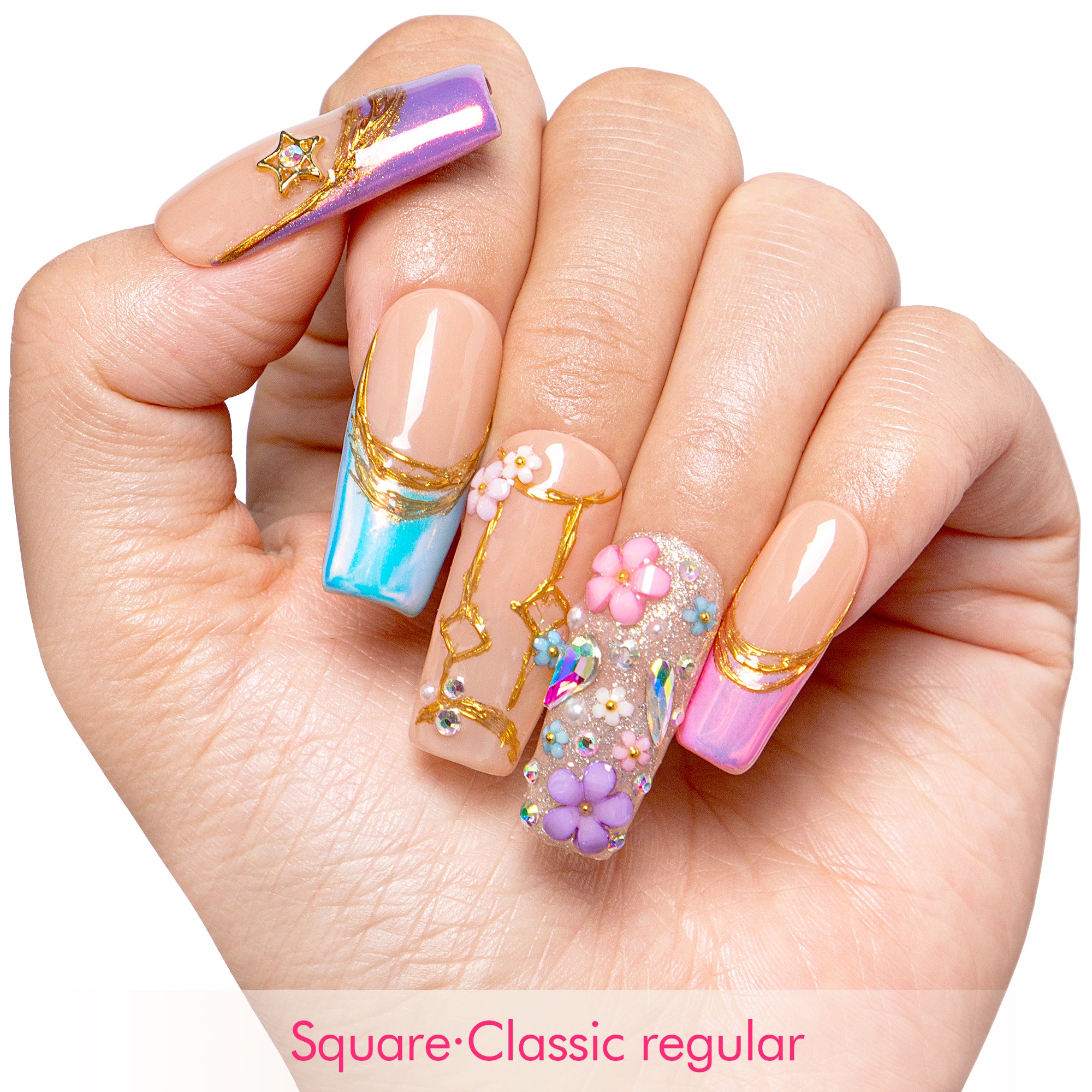 Gemini in Full Bloom Handmade Nails H587