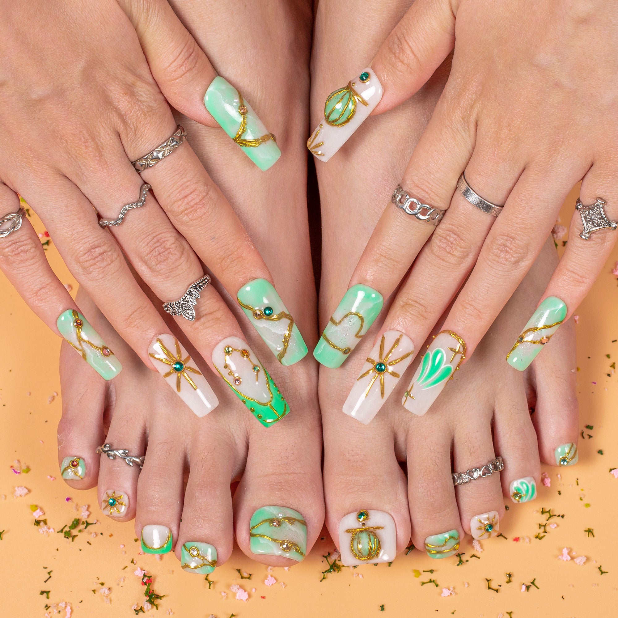 Celestial Libra Dream Combo Set Handmade Nails H588+T588