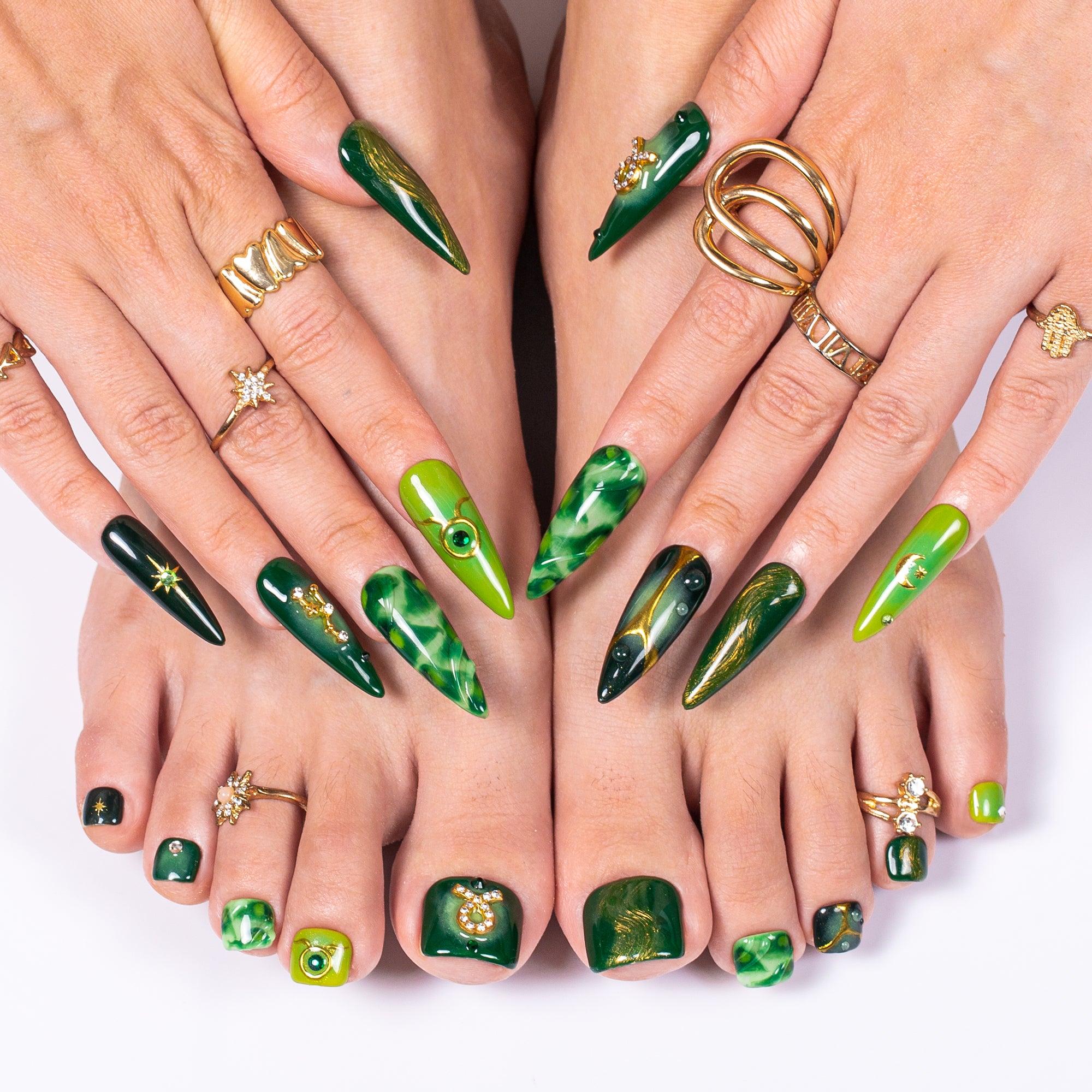 Taurus in Retrograde Combo Set Handmade Nails H598+T598