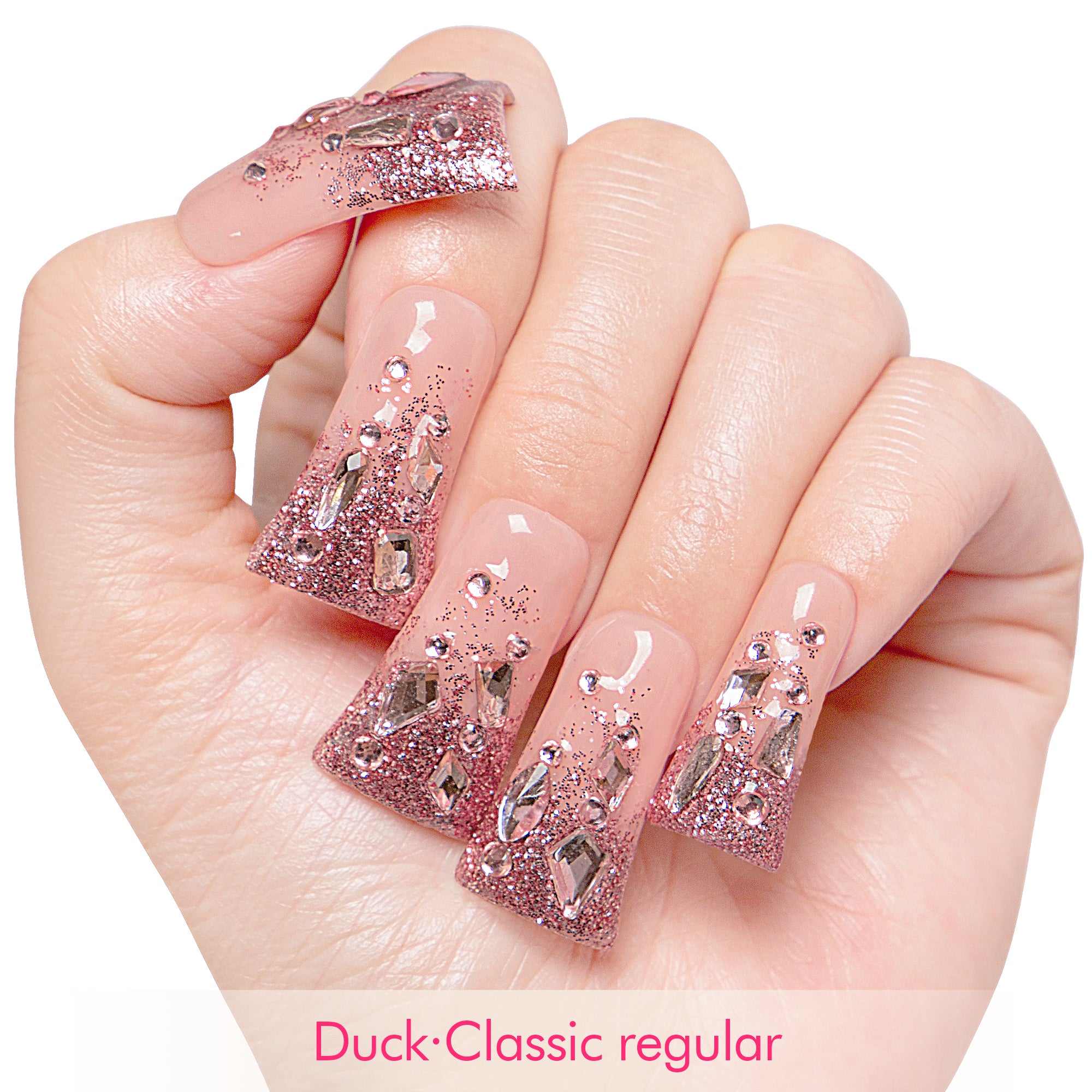 Pink Glitter Handmade Nails H60