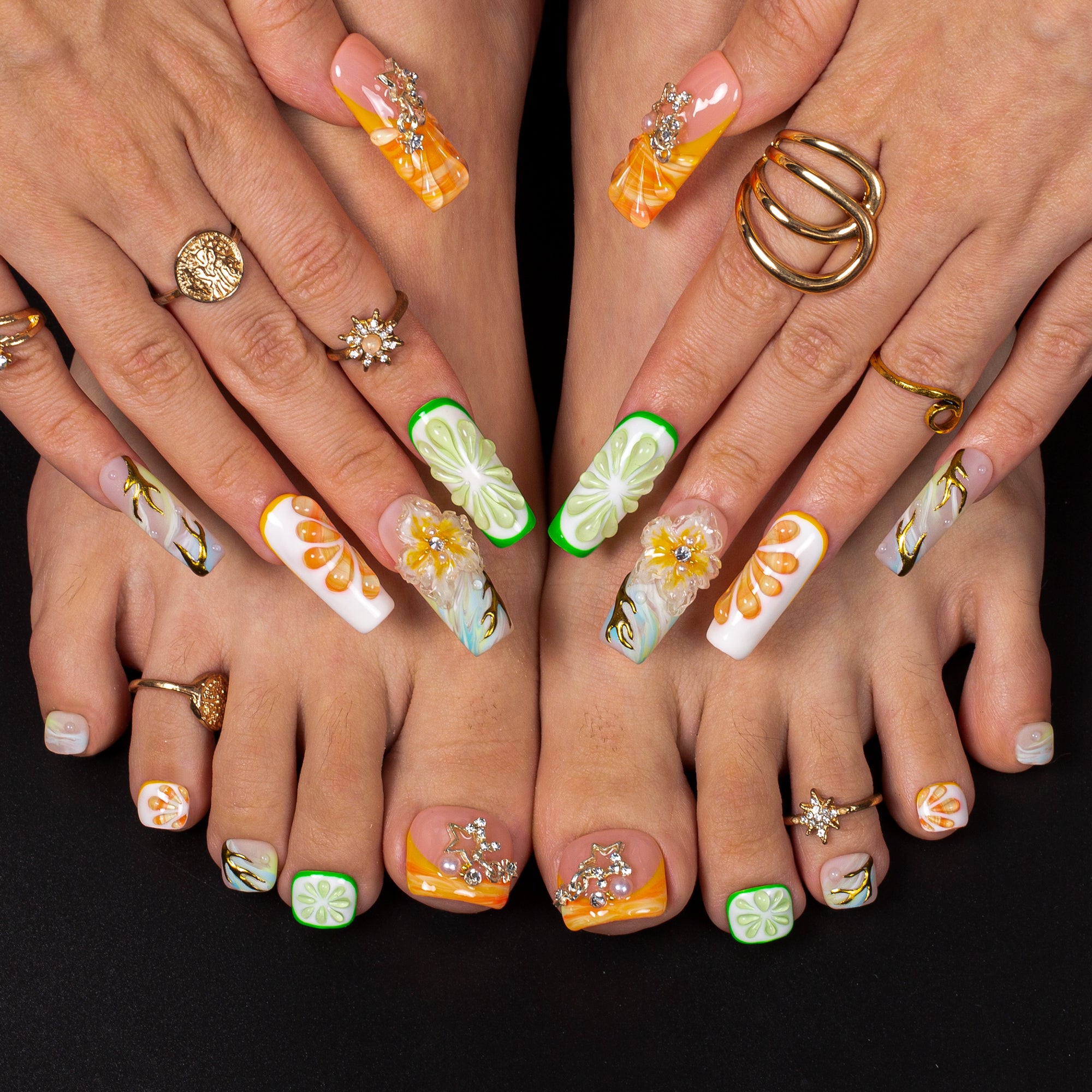 Juicy But Jaded Combo Set Handmade Nails H605+T605
