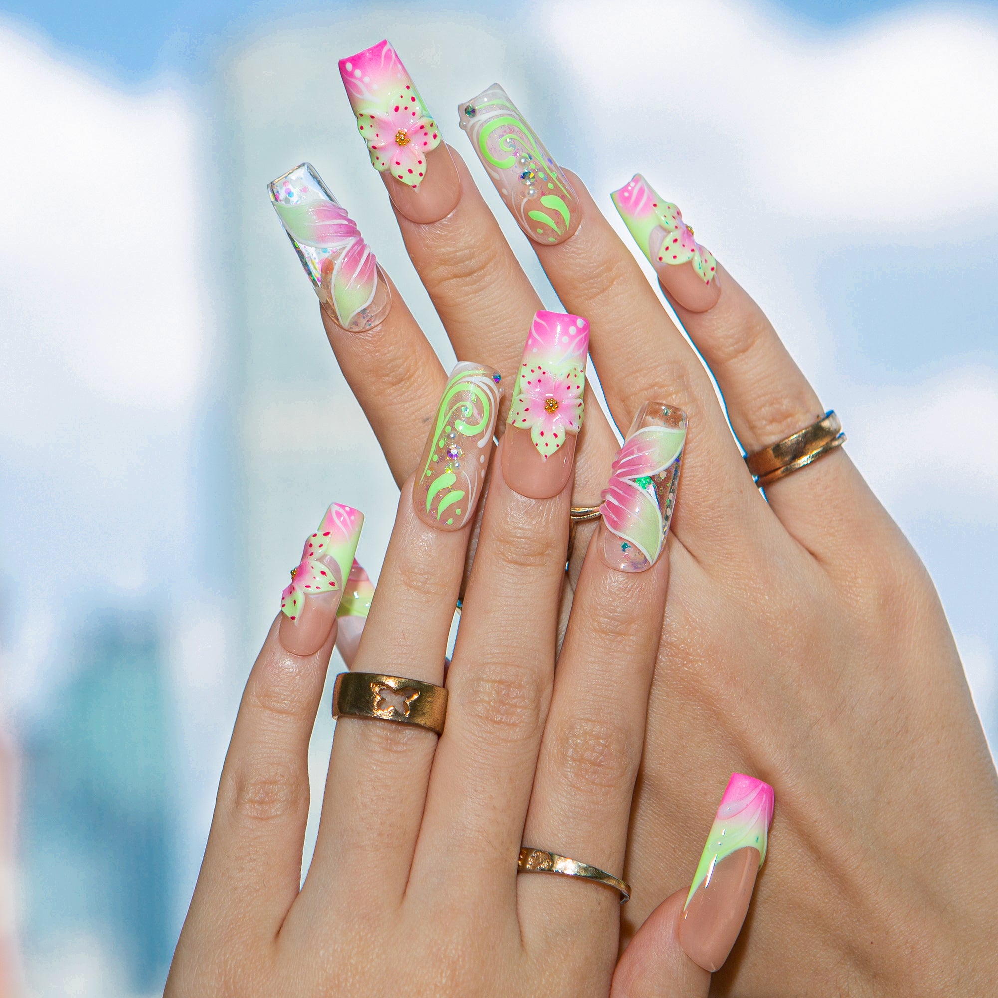 Flower Child, Heartbreaker Handmade Nails H607