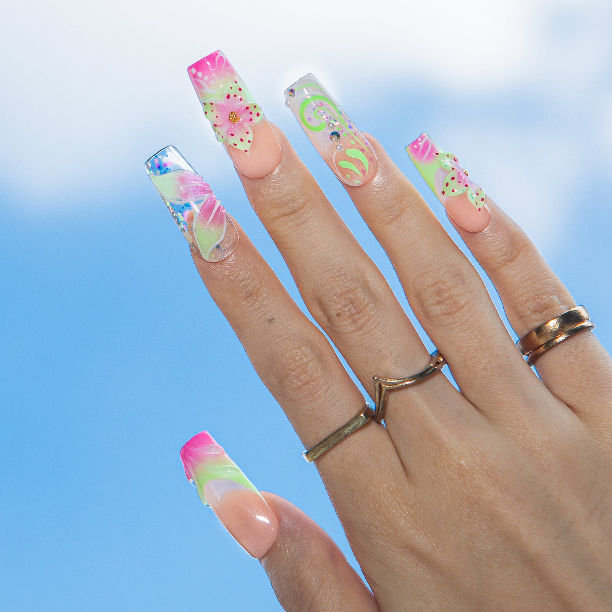 Flower Child, Heartbreaker Handmade Nails H607
