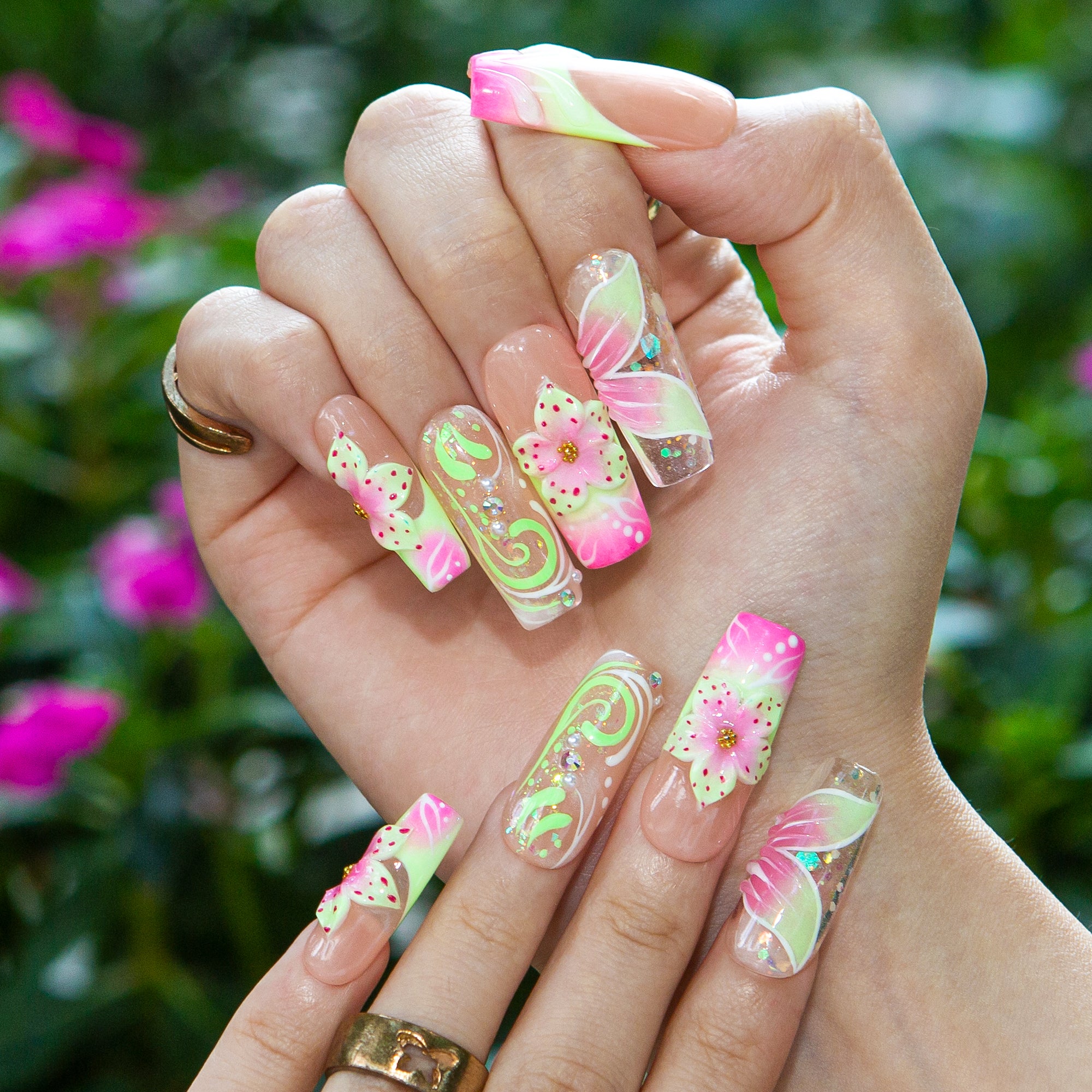 Flower Child, Heartbreaker Handmade Nails H607