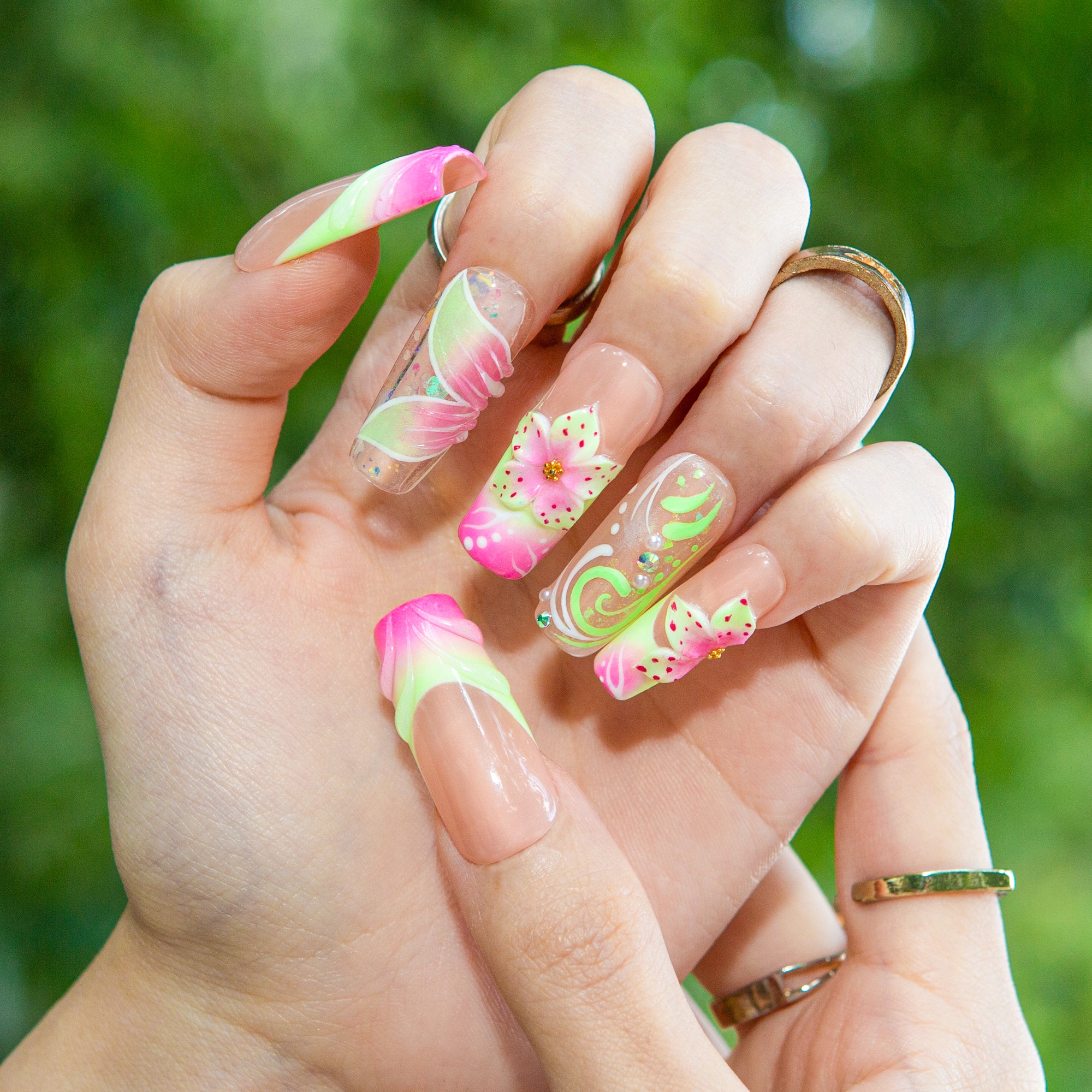 Flower Child, Heartbreaker Handmade Nails H607