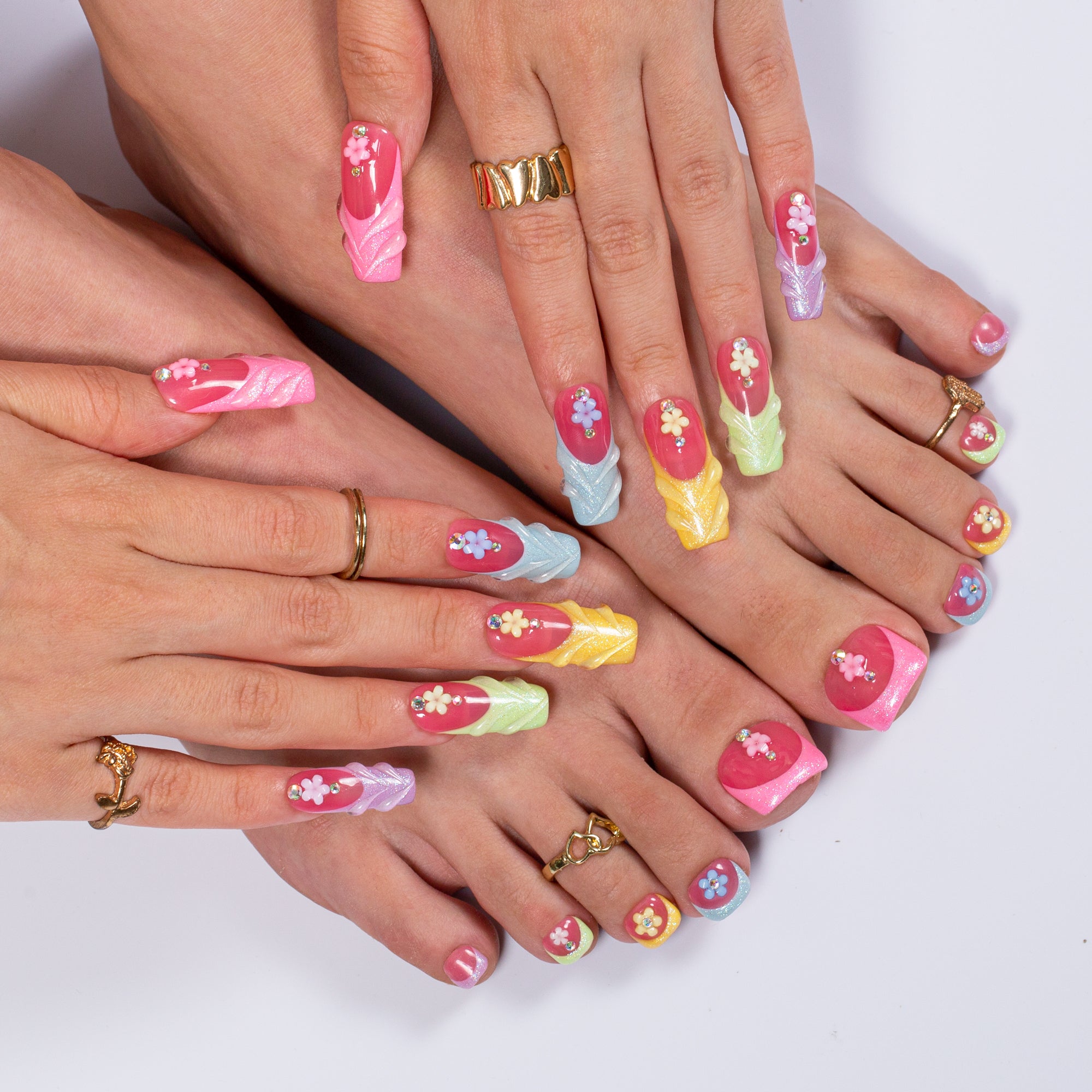 Glazed and Unbothered Combo Set Handmade Nails H609+T609