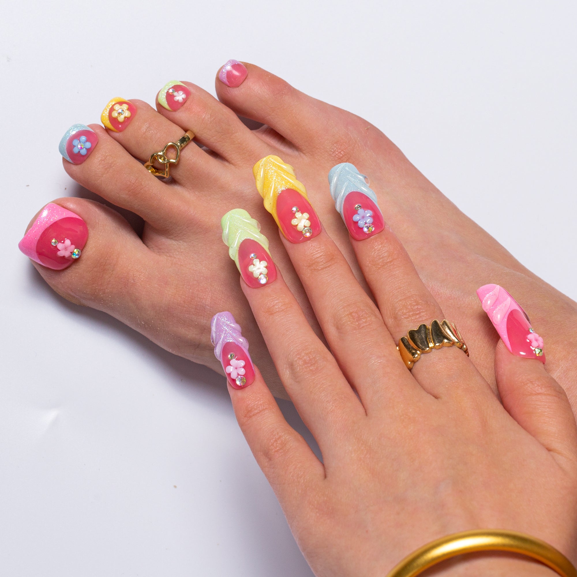 Glazed and Unbothered Combo Set Handmade Nails H609+T609
