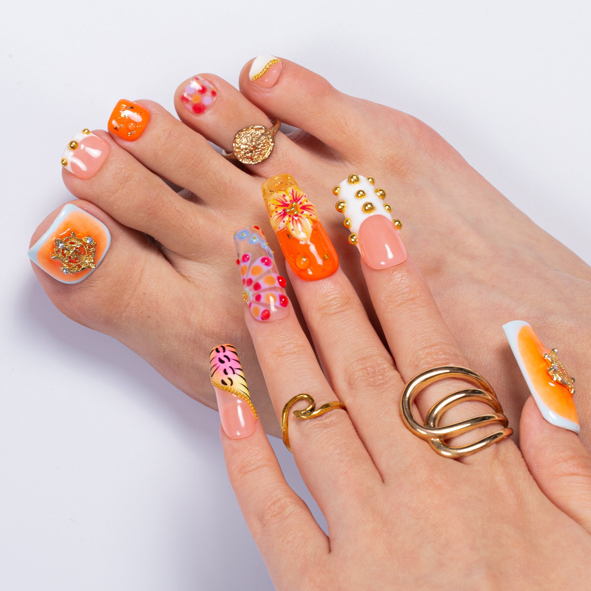 Tropical Trouble Combo Set Handmade Nails H612+T612