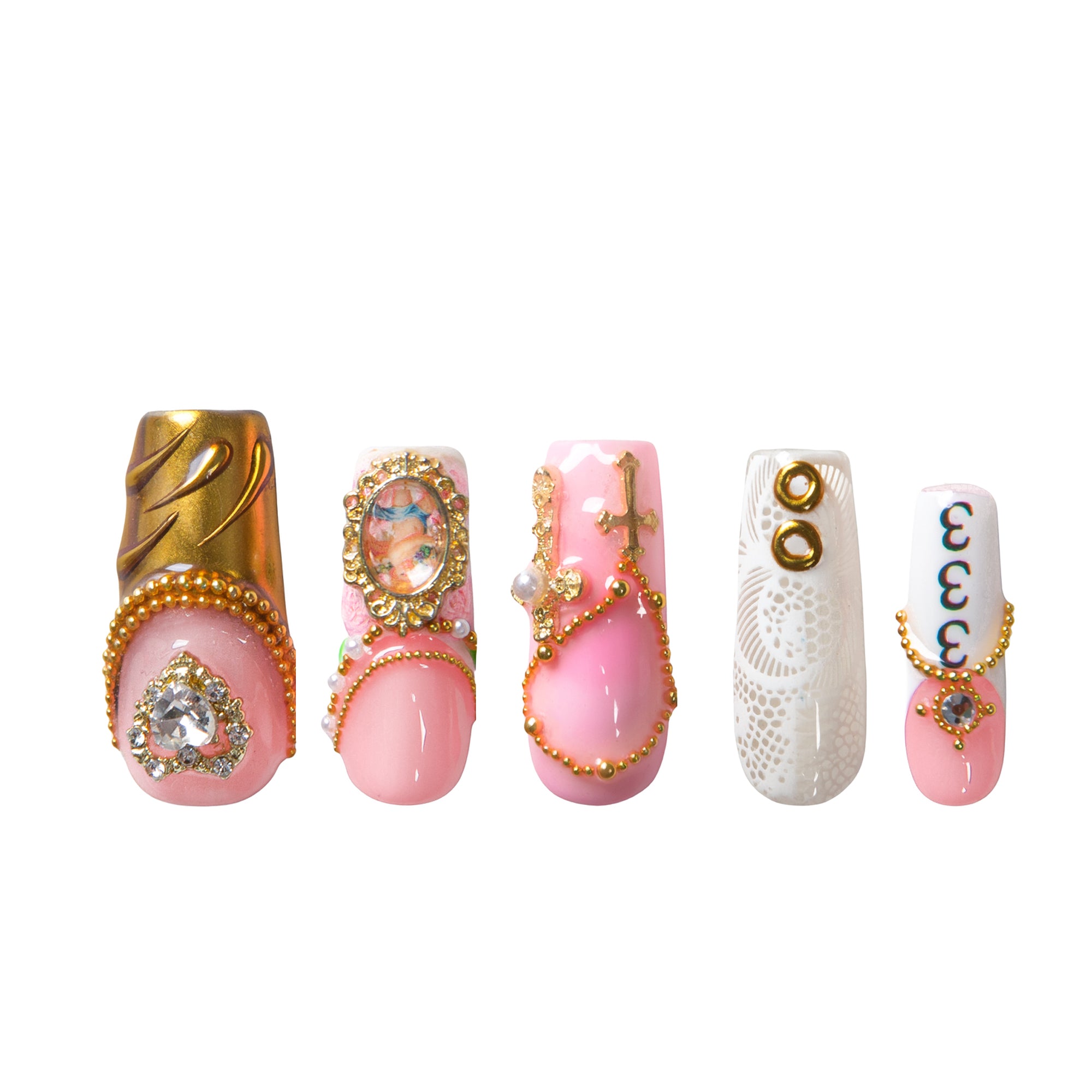 Gilded Heartbreak Handmade Nails H615