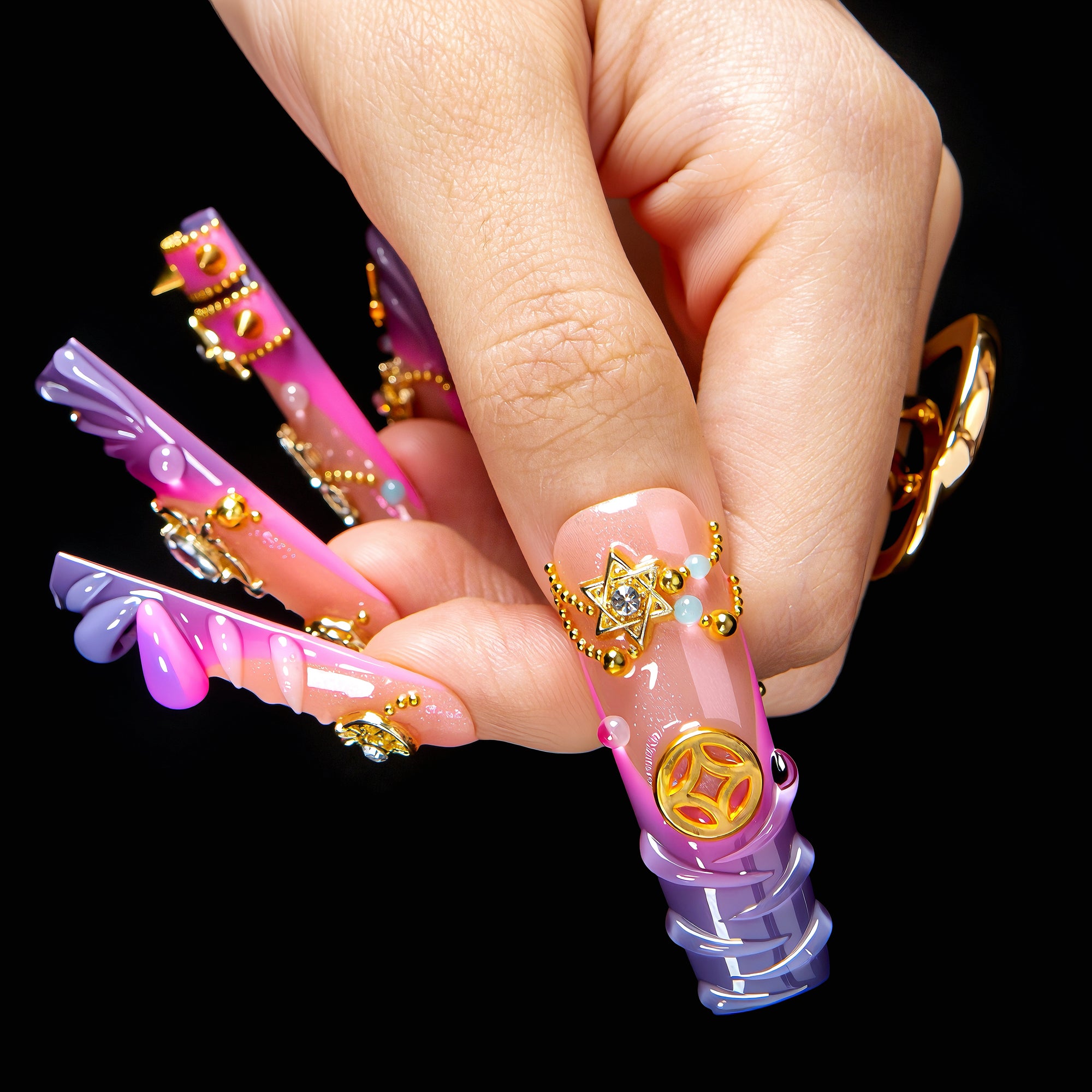 Starry-Eyed Trouble Handmade Nails H616