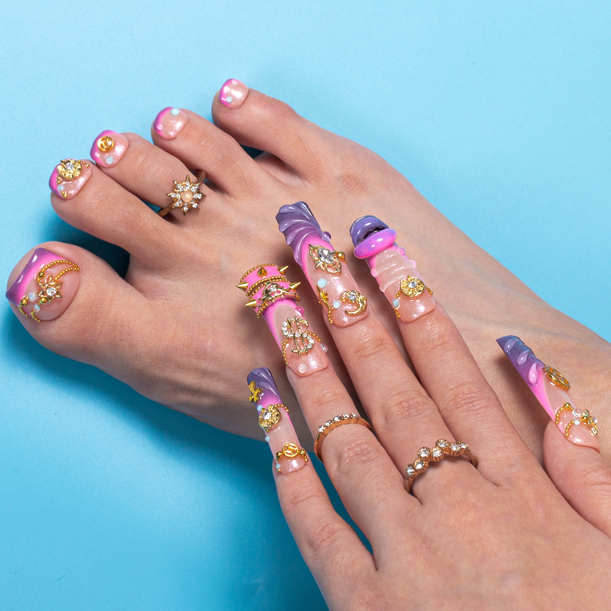 Starry-Eyed Trouble Combo Set Handmade Nails H616+T616