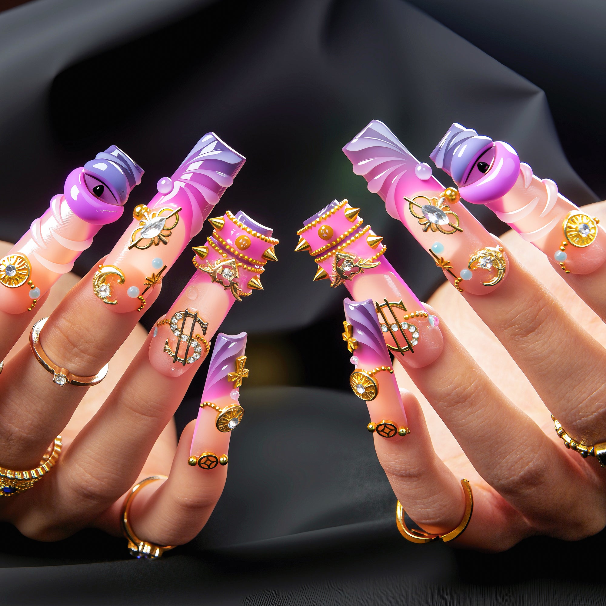 Starry-Eyed Trouble Handmade Nails H616