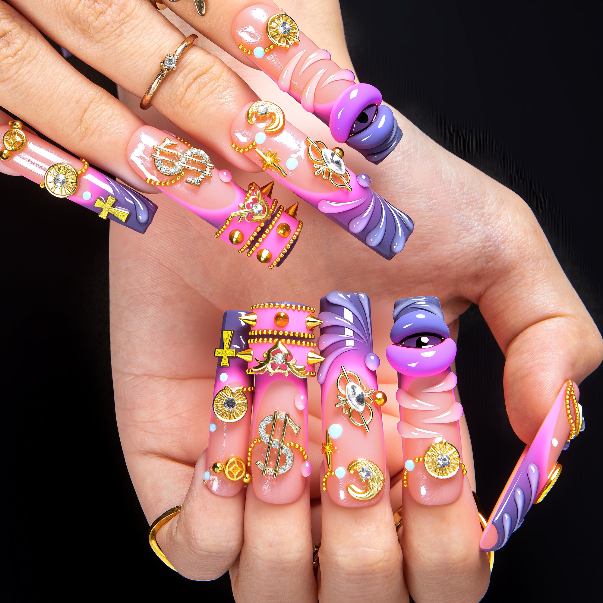 Starry-Eyed Trouble Handmade Nails H616