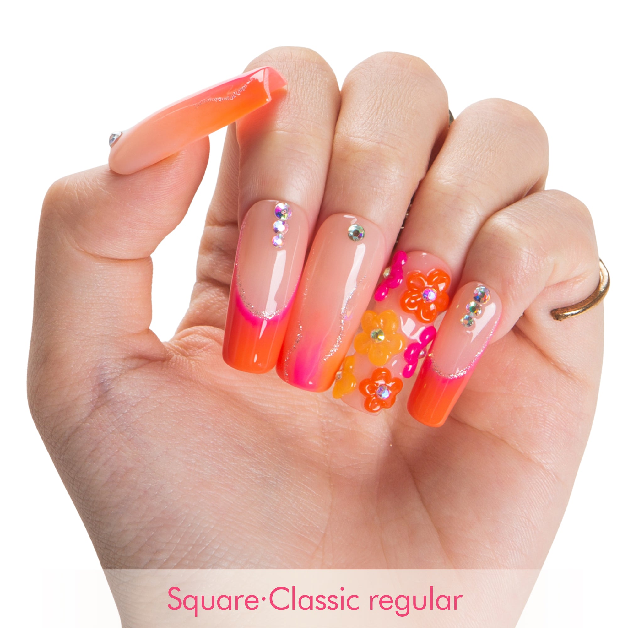 Kiss Me at Sunset Handmade Nails GLOW IN THE DARK H624