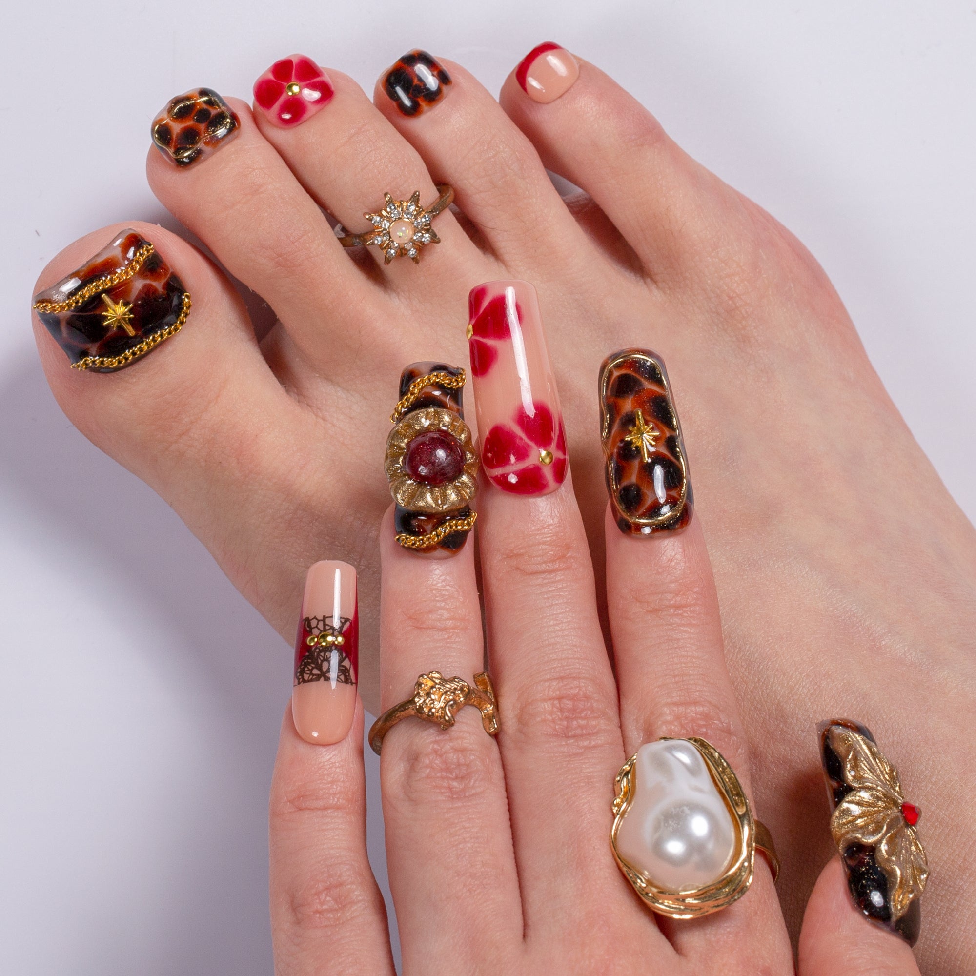 Sinner’s Bloom  Combo Set Handmade Nails H623+T623