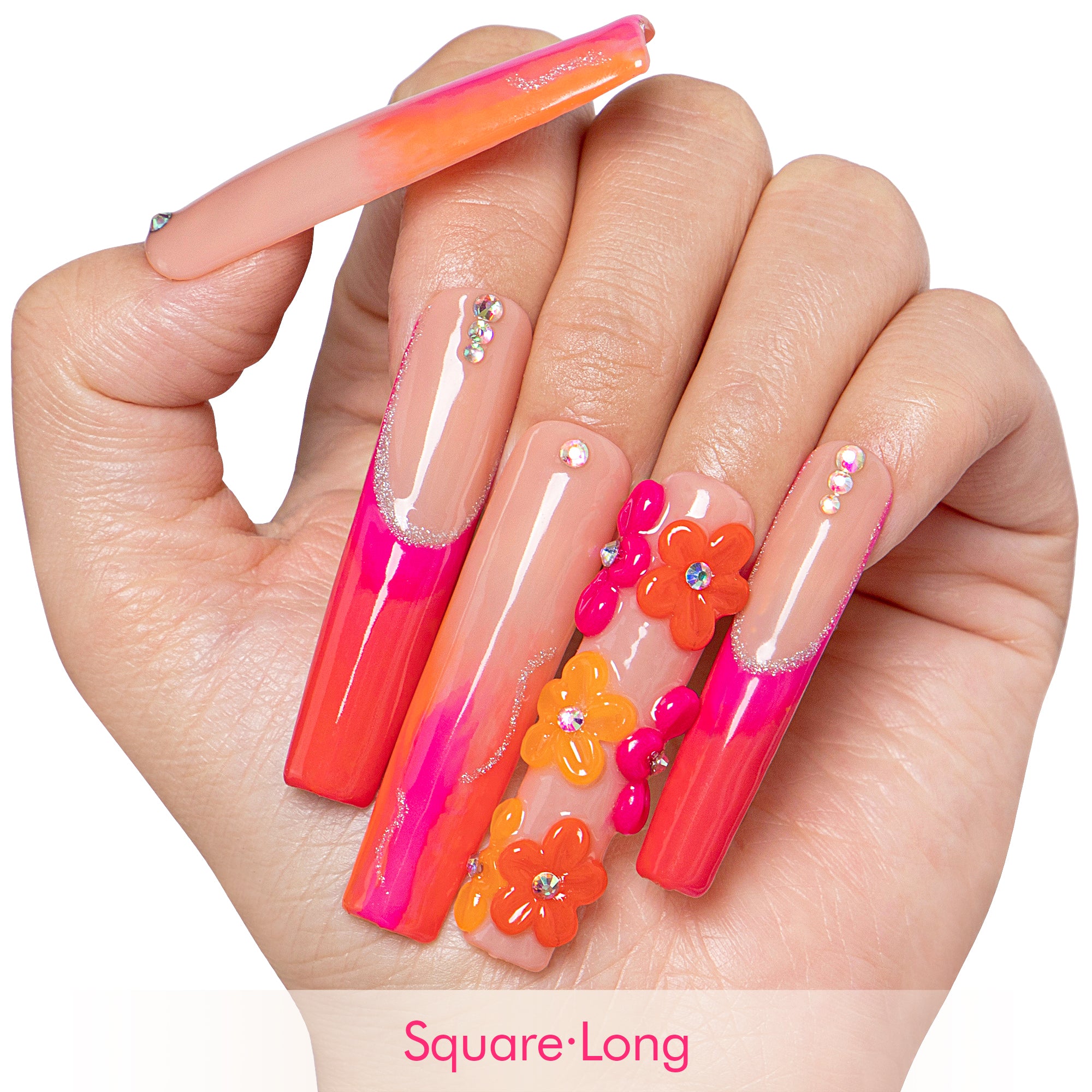 Kiss Me at Sunset Handmade Nails GLOW IN THE DARK H624