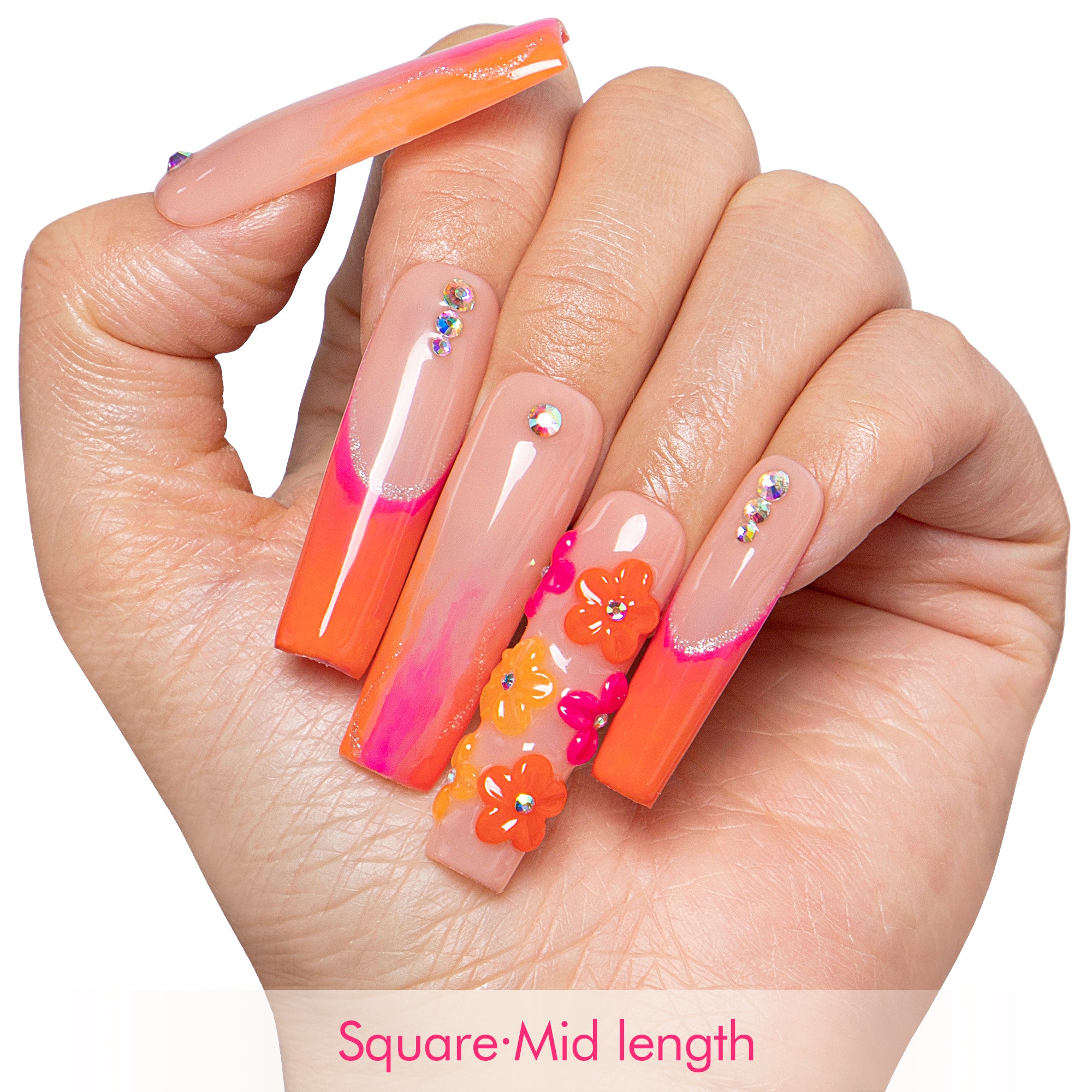 Kiss Me at Sunset Handmade Nails GLOW IN THE DARK H624