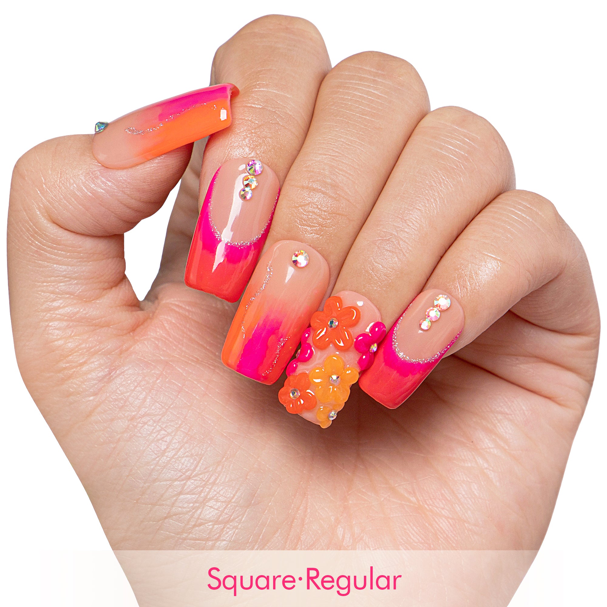 Kiss Me at Sunset Handmade Nails GLOW IN THE DARK H624