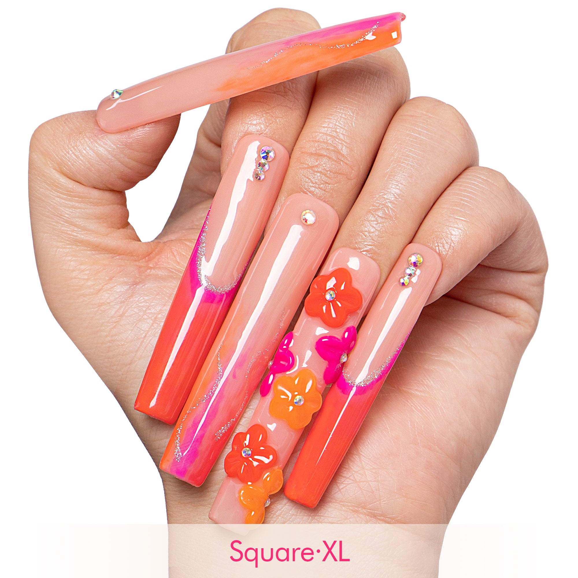 Kiss Me at Sunset Handmade Nails GLOW IN THE DARK H624