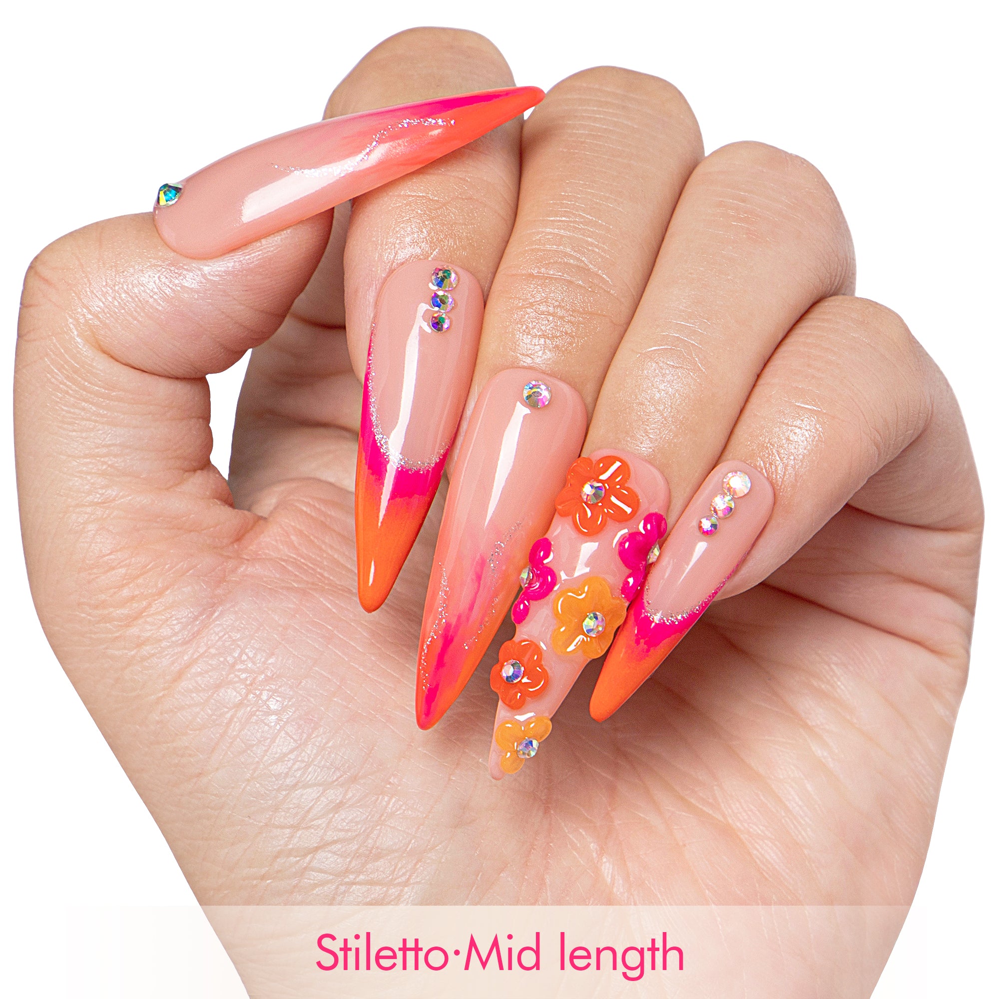 Kiss Me at Sunset Handmade Nails GLOW IN THE DARK H624