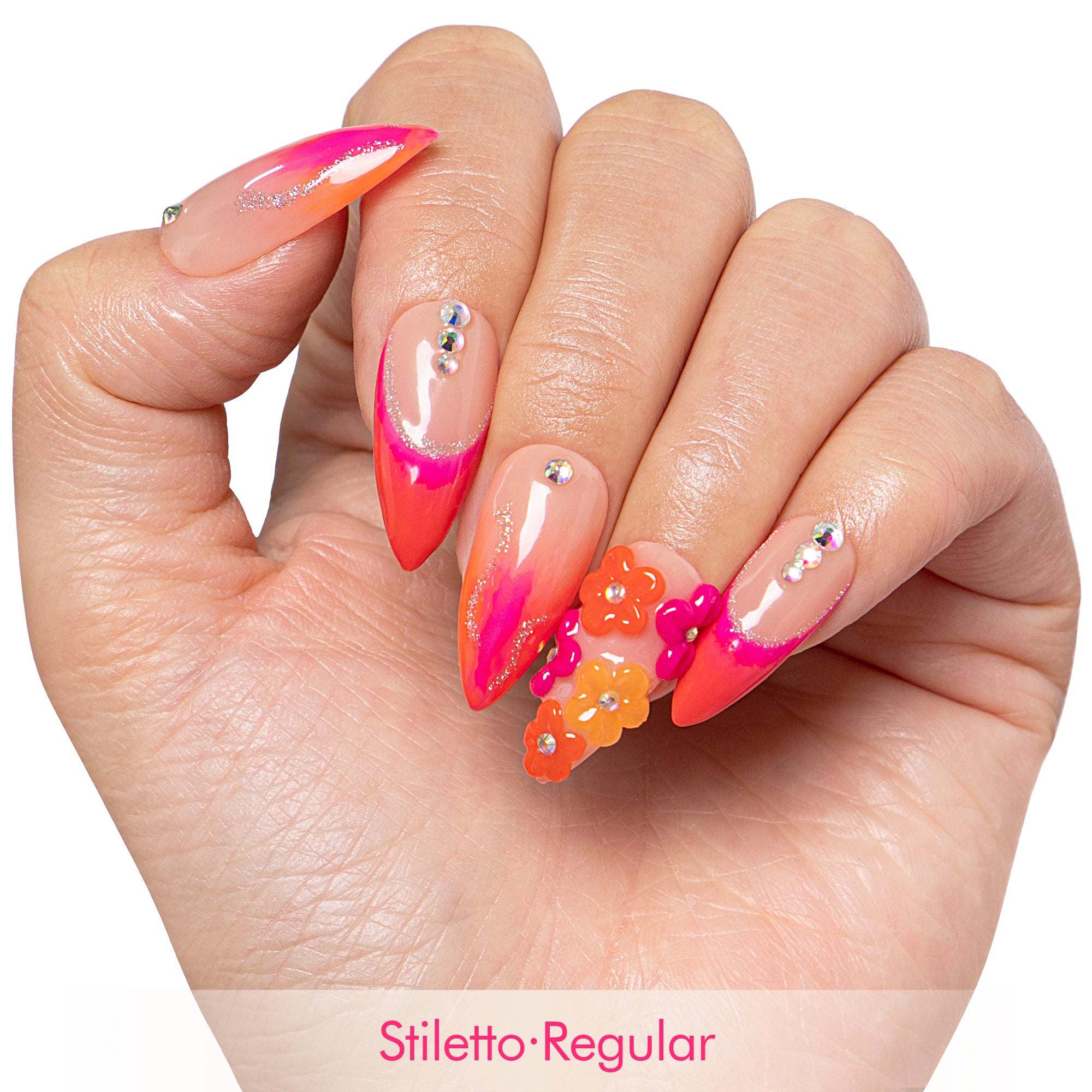 Kiss Me at Sunset Handmade Nails GLOW IN THE DARK H624