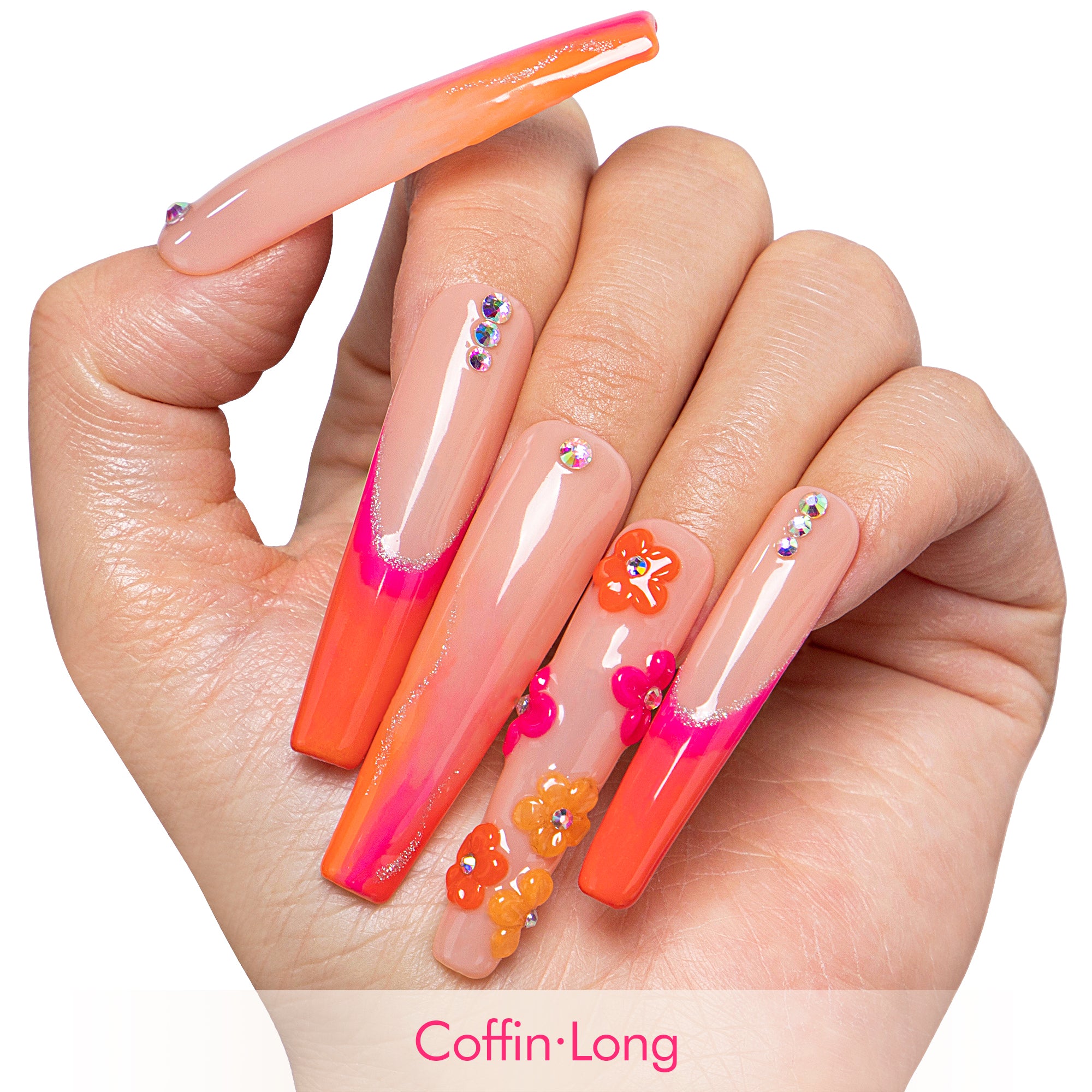 Kiss Me at Sunset Handmade Nails GLOW IN THE DARK H624