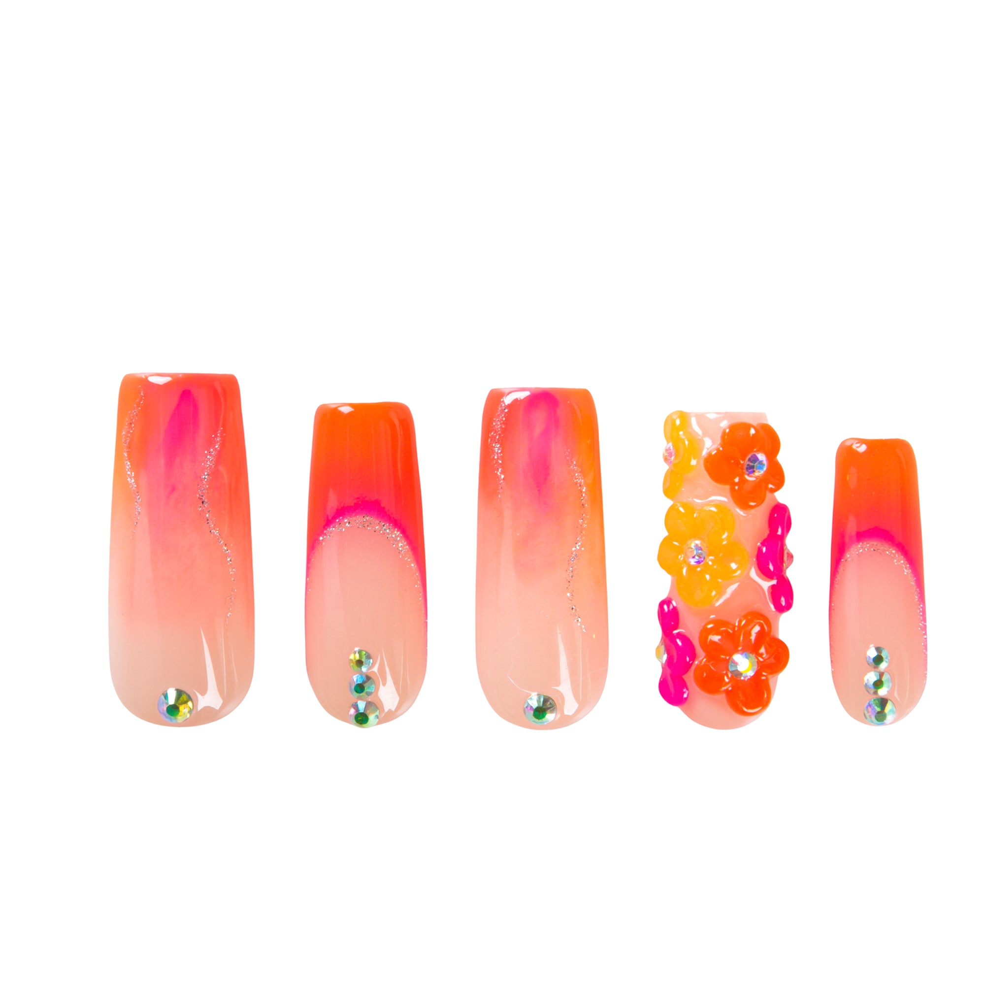 Kiss Me at Sunset Handmade Nails GLOW IN THE DARK H624