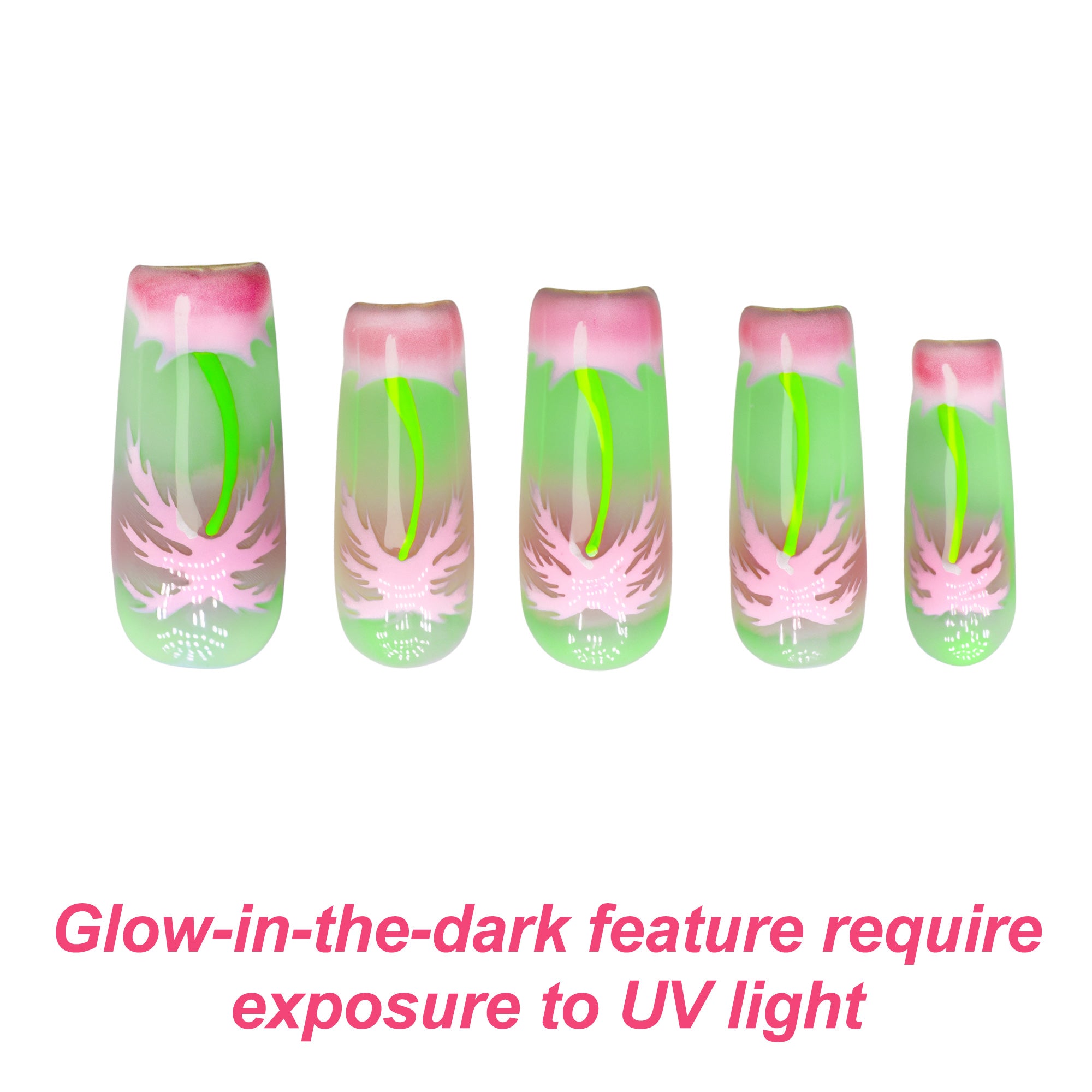 Bubble Pop Electric Handmade Nails GLOW IN THE DARK H625