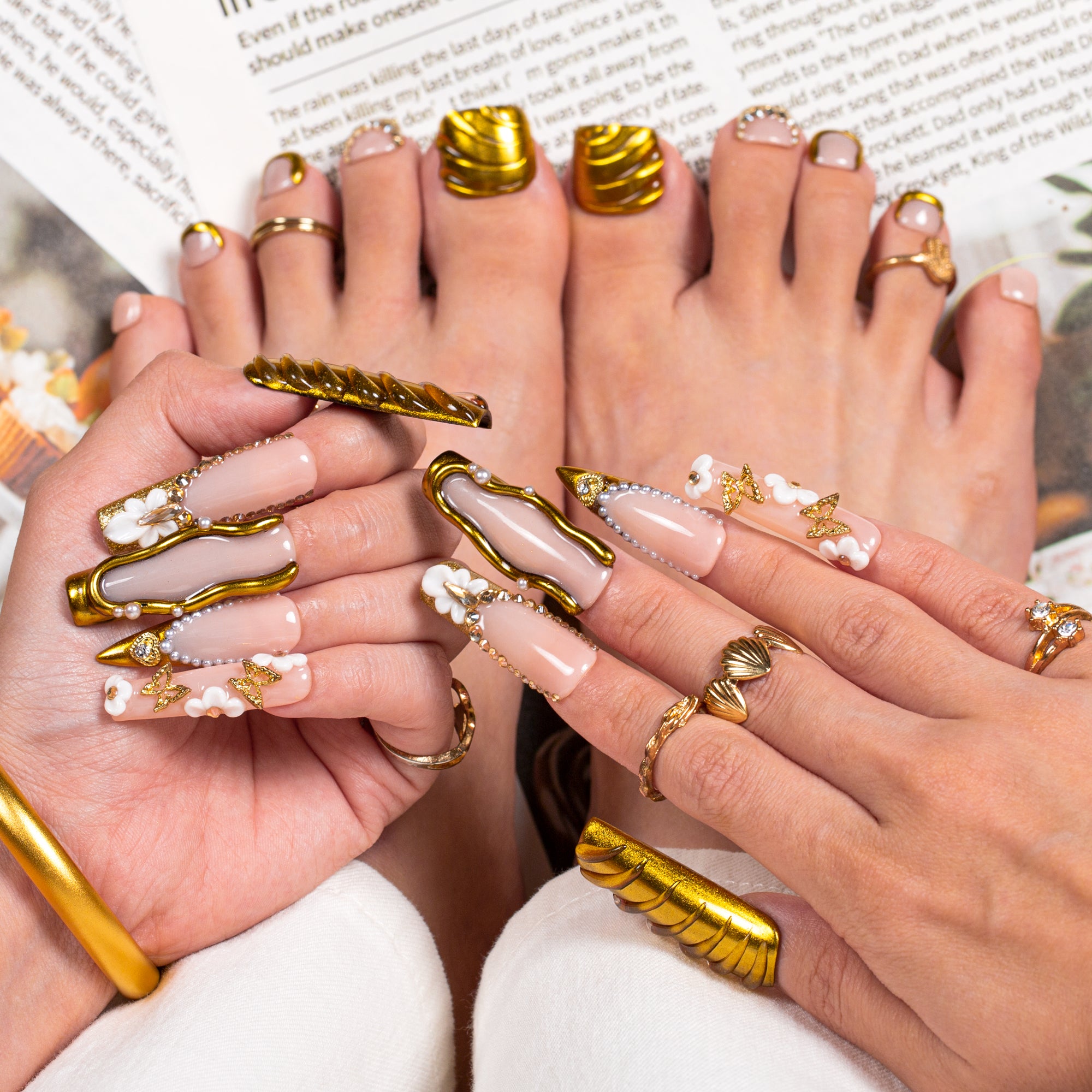 Rich Girl Combo Set Handmade Nails H628+T628