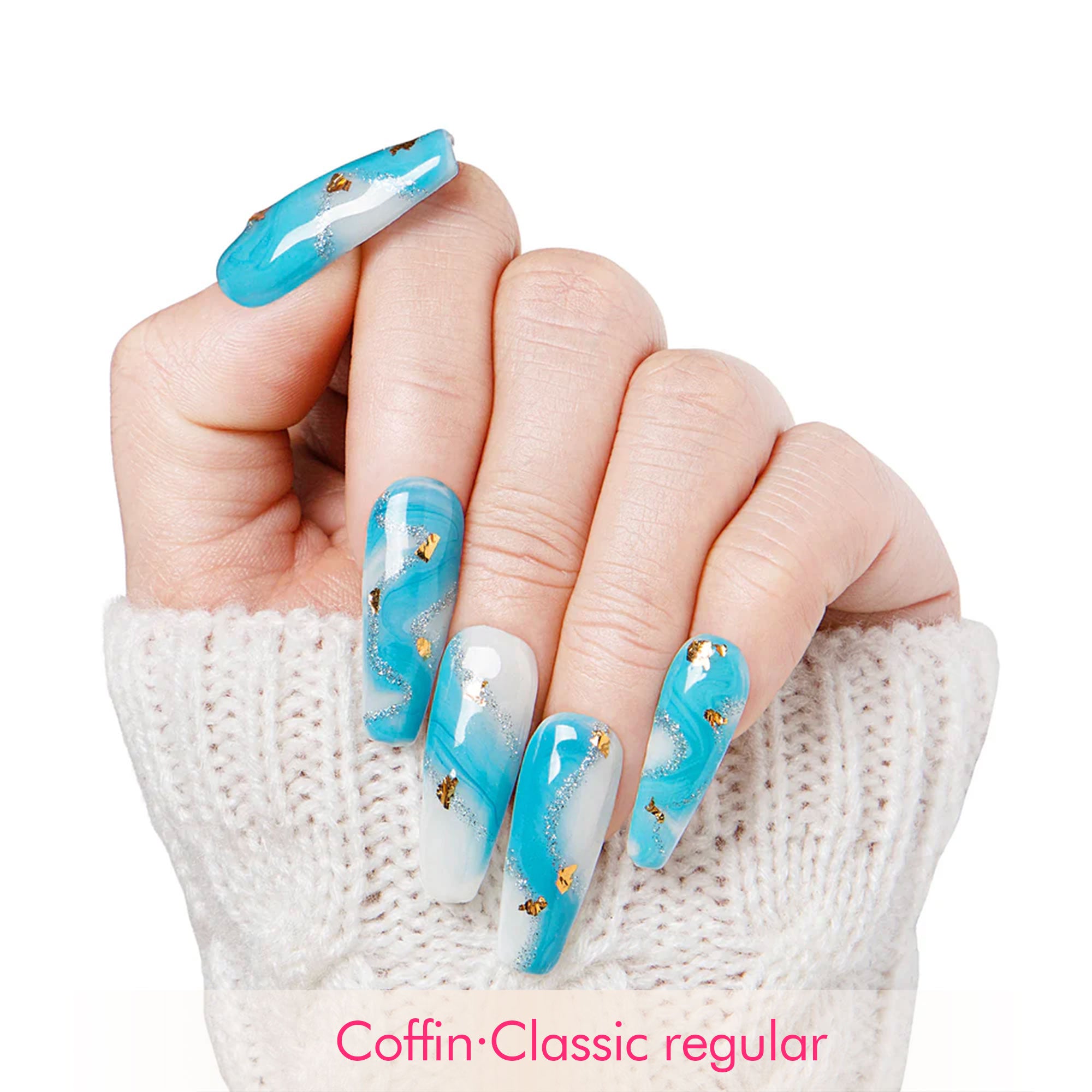 Blue Bay Wave Blue Handmade Nails H63