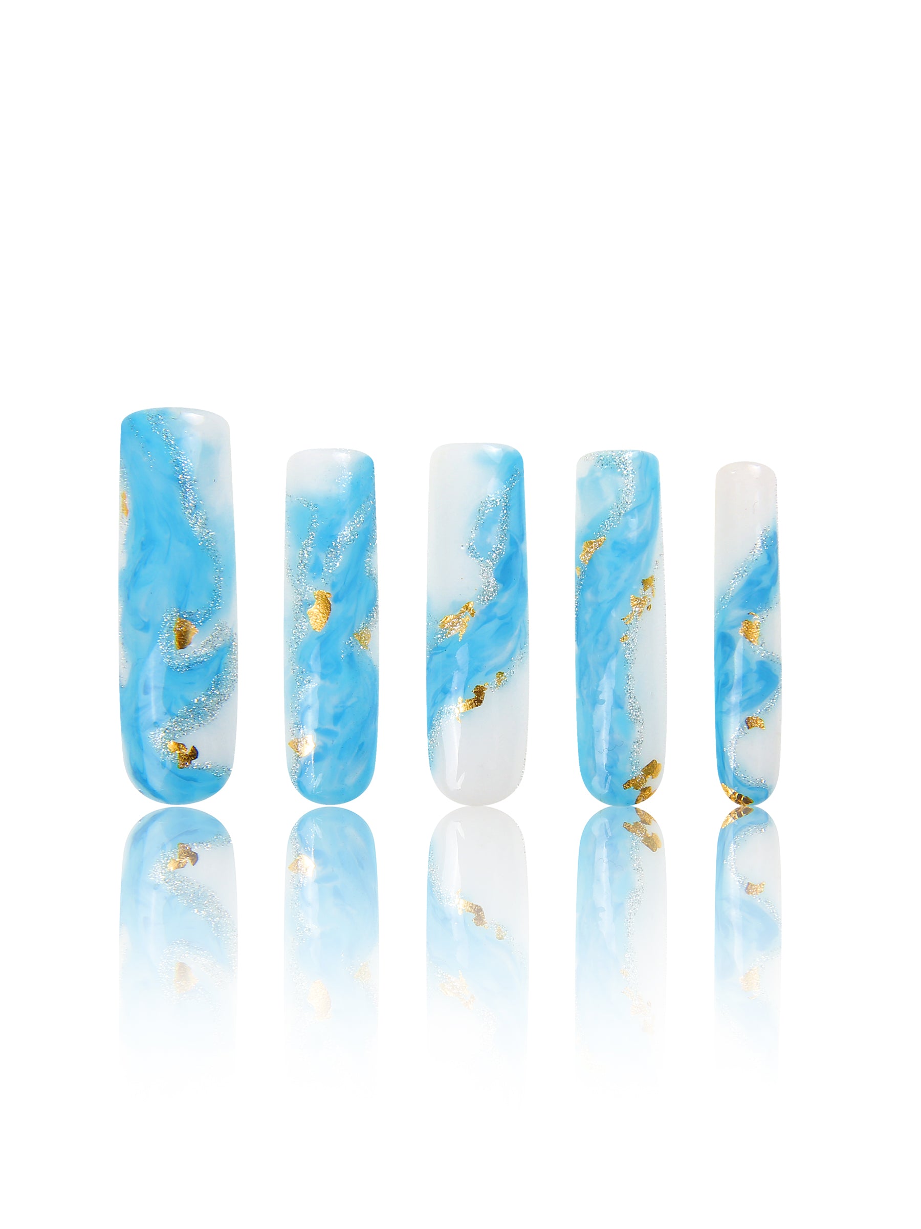 Blue Bay Wave blue french tip Square nails H63