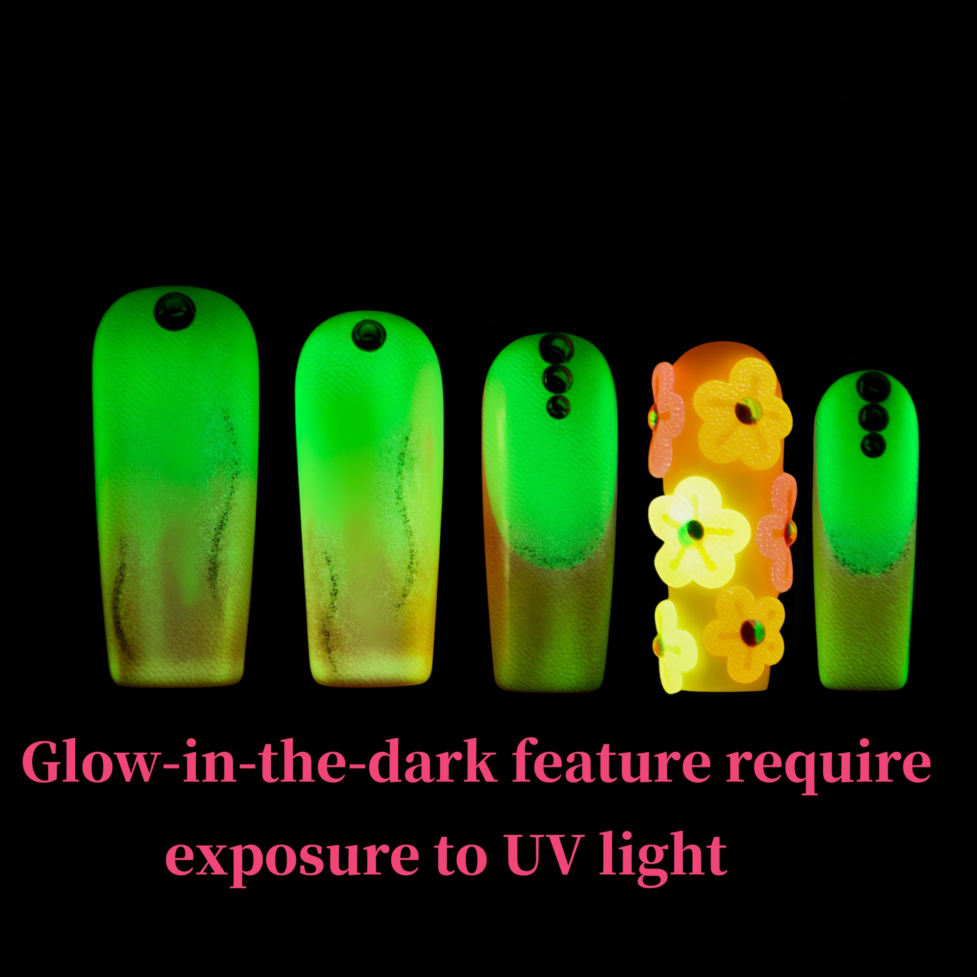 Kiss Me at Sunset Handmade Nails GLOW IN THE DARK H624